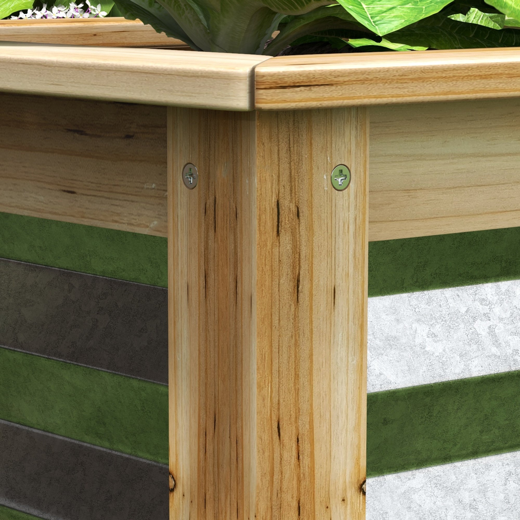 Outsunny Hochbeet, selbstentwässernd, offener Boden, Metall+Holz, 90 x 45 x 30cm