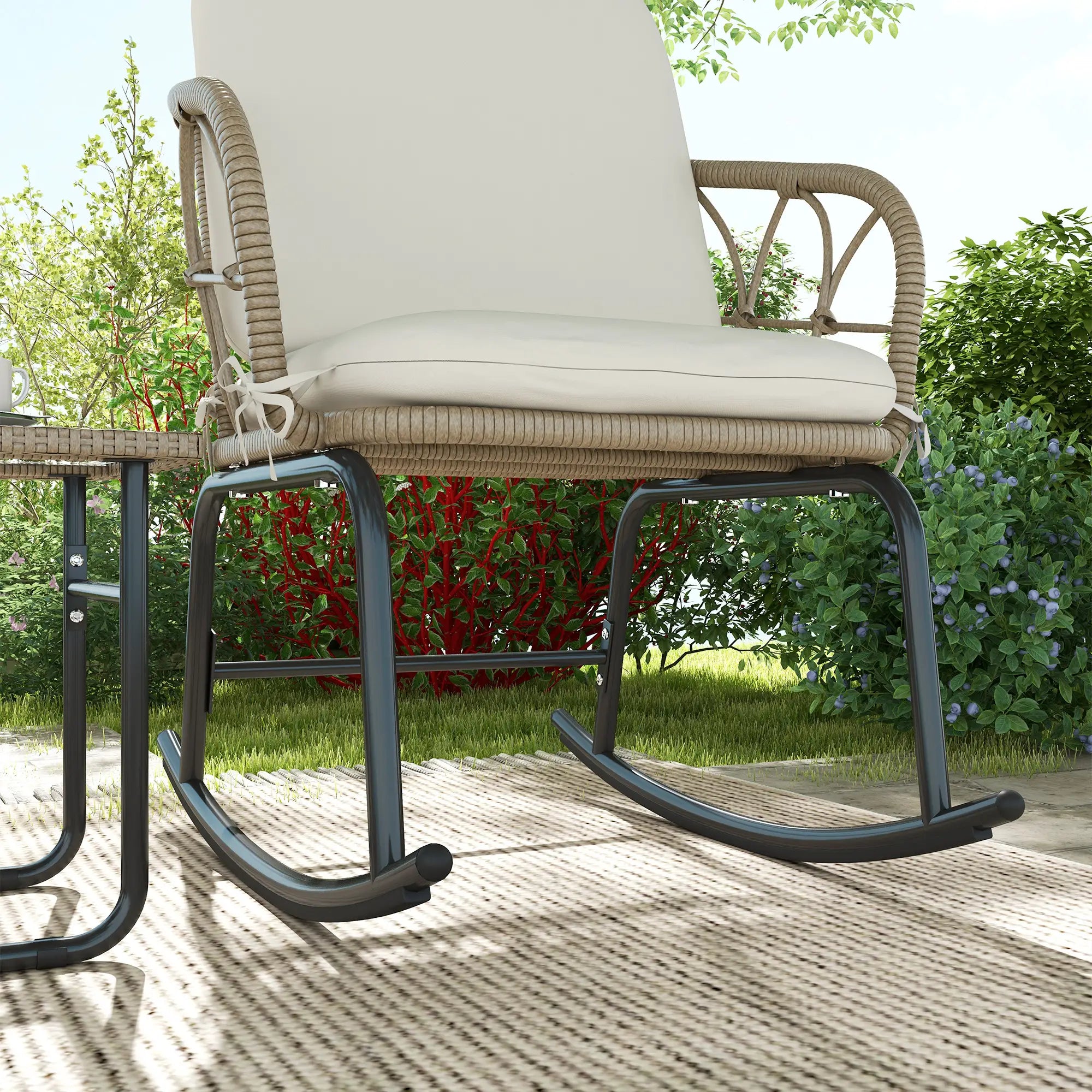 Outsunny Gartenmöbelset Schaukelstuhlset 3-tlg. Outdoor mit Kissen
