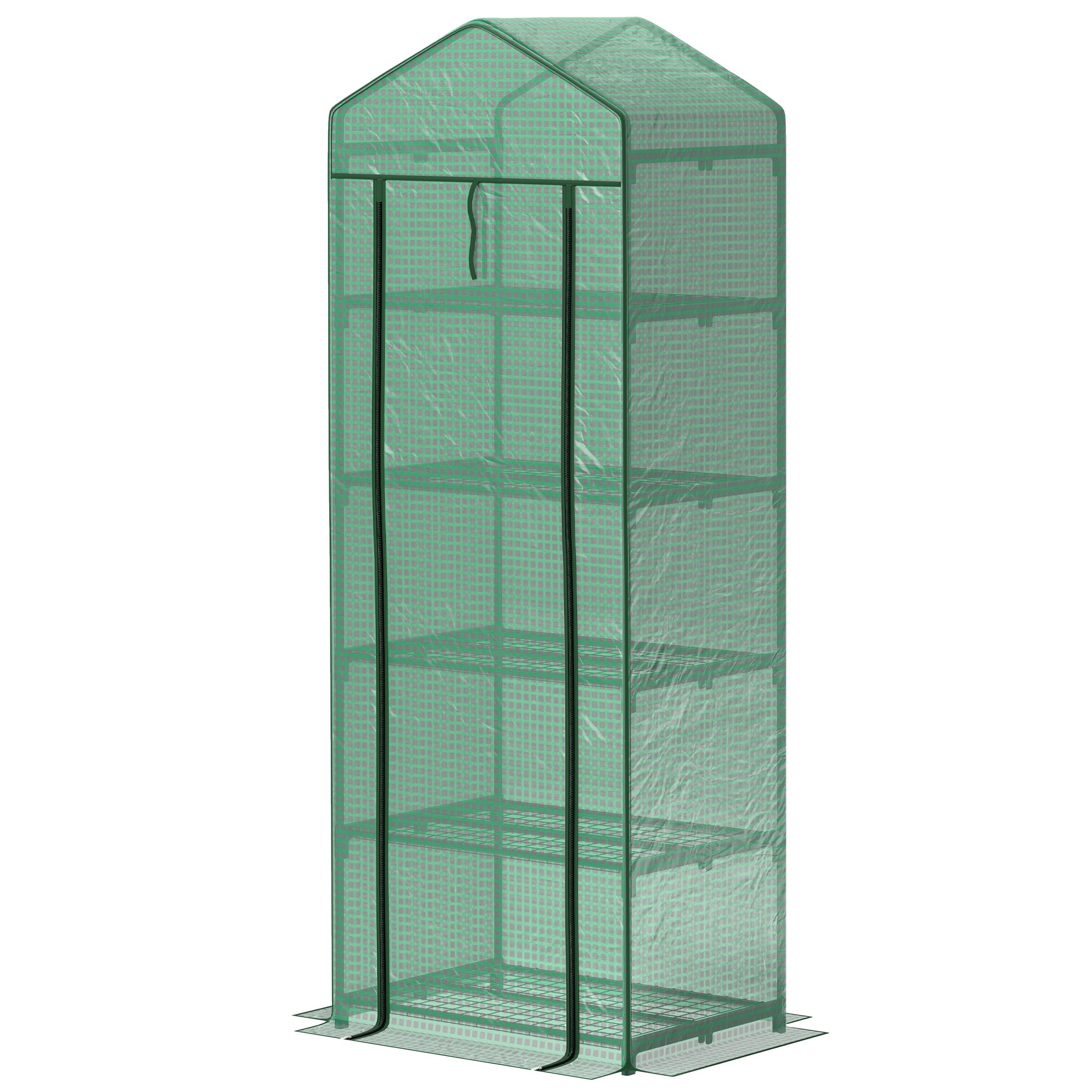 Outsunny Mini-Gewächshaus für Blumen oder Gemüse, Stahl, Kunststoff, 69L x 49B x 193H cm, Grün
