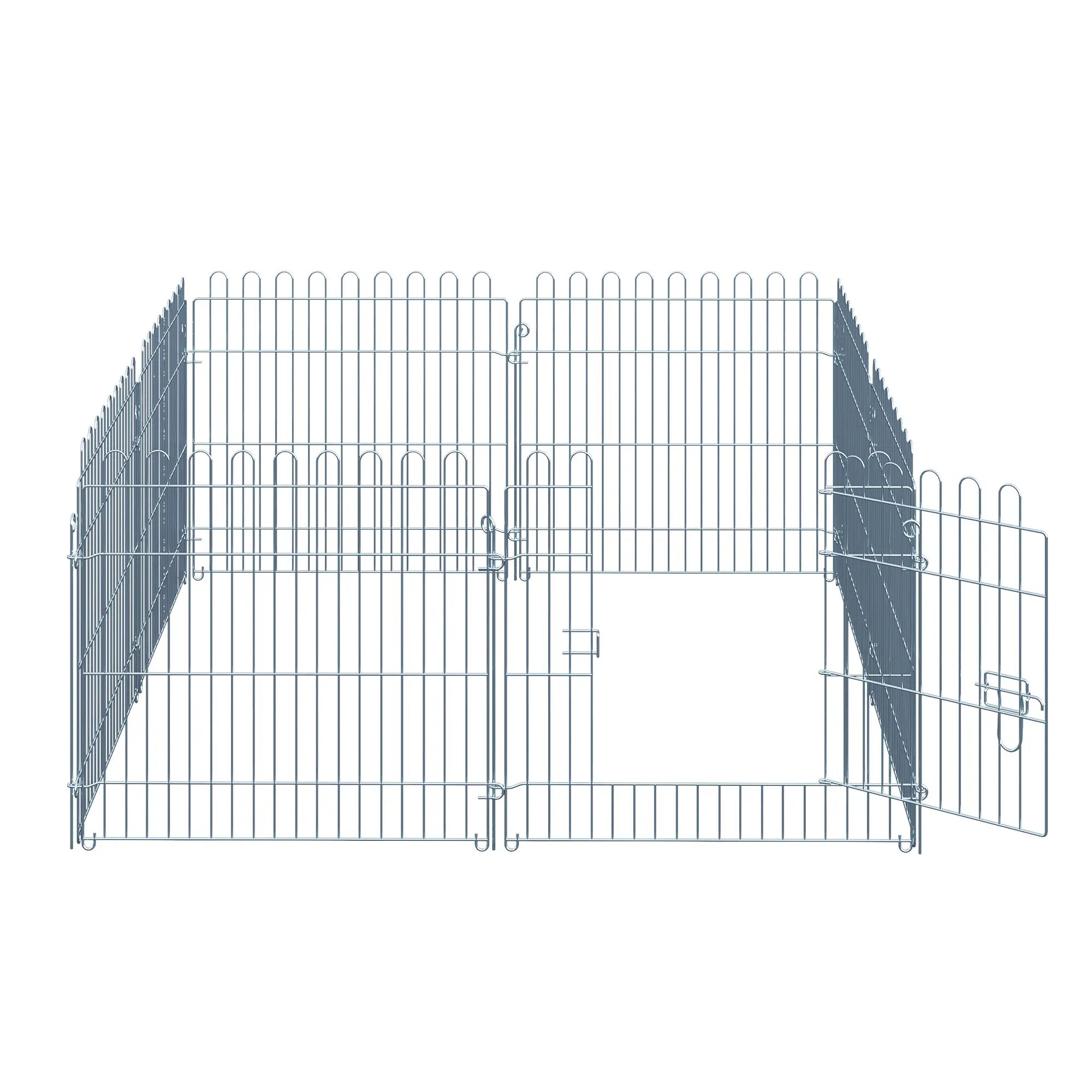 PawHut Freilaufgehege Welpenauslauf Welpenzaun Laufstall Welpengitter für Tiere 8-teilig B63 x H60 cm