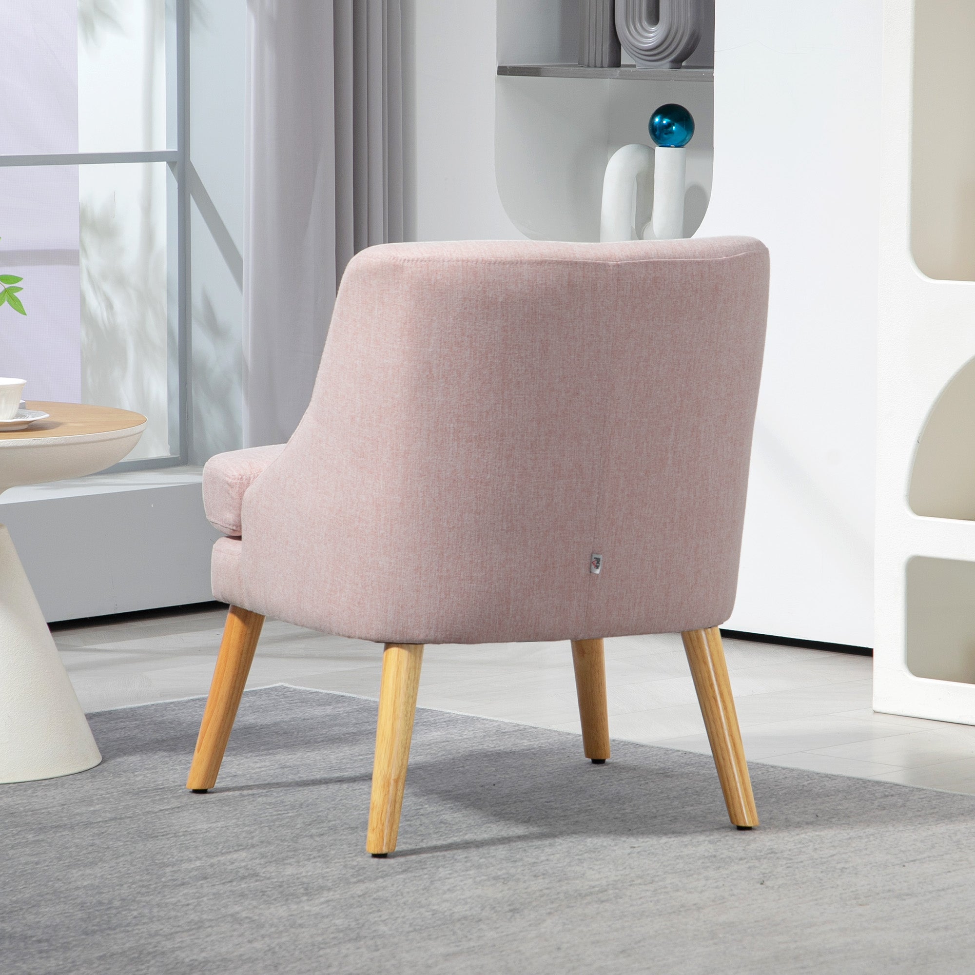 HOMCOM Akzentsessel im skandinavischen Stil, Samt, 25D-Schaumstoff, Hevea-Holzbeine, Beige, 63x69x79,5 cm