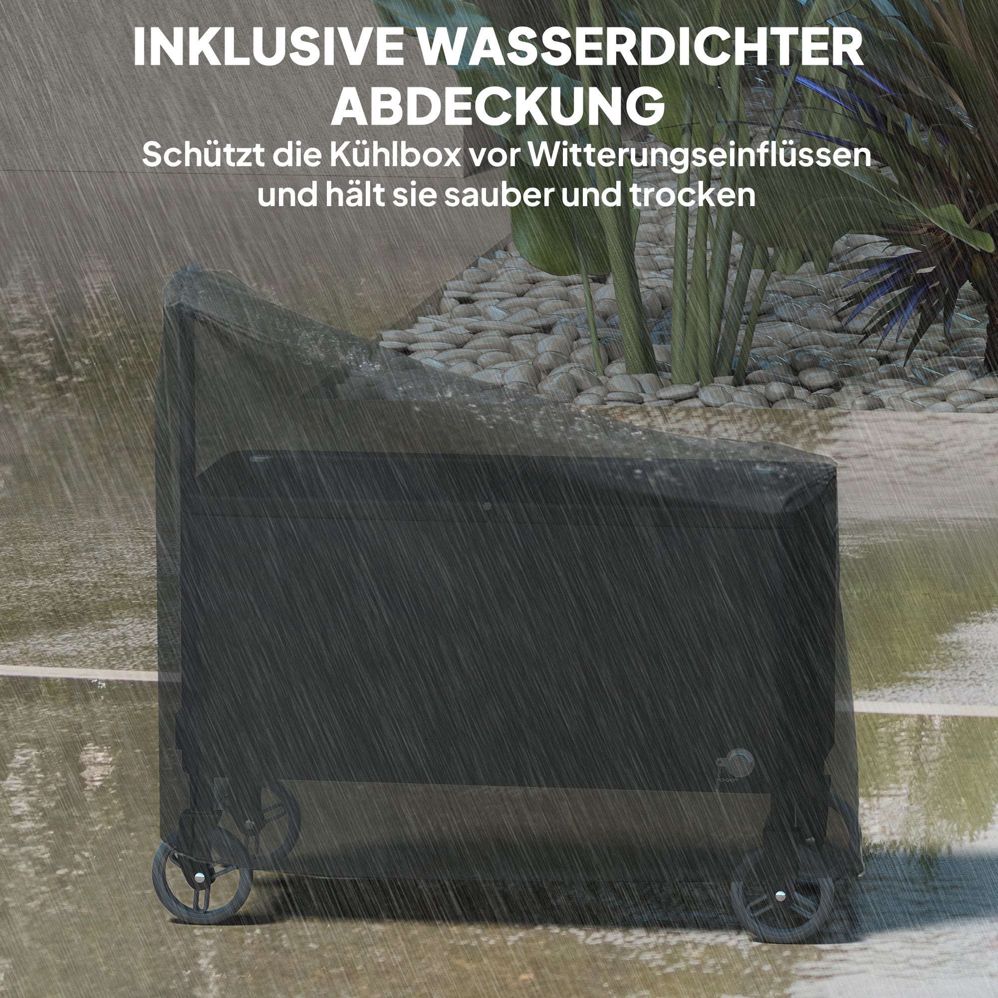 Outsunny 76L Kühlwagen Servierwagen mit Rädern Flaschenöffner Deckel Griffe Fahrbare Kühlbox Schwarz