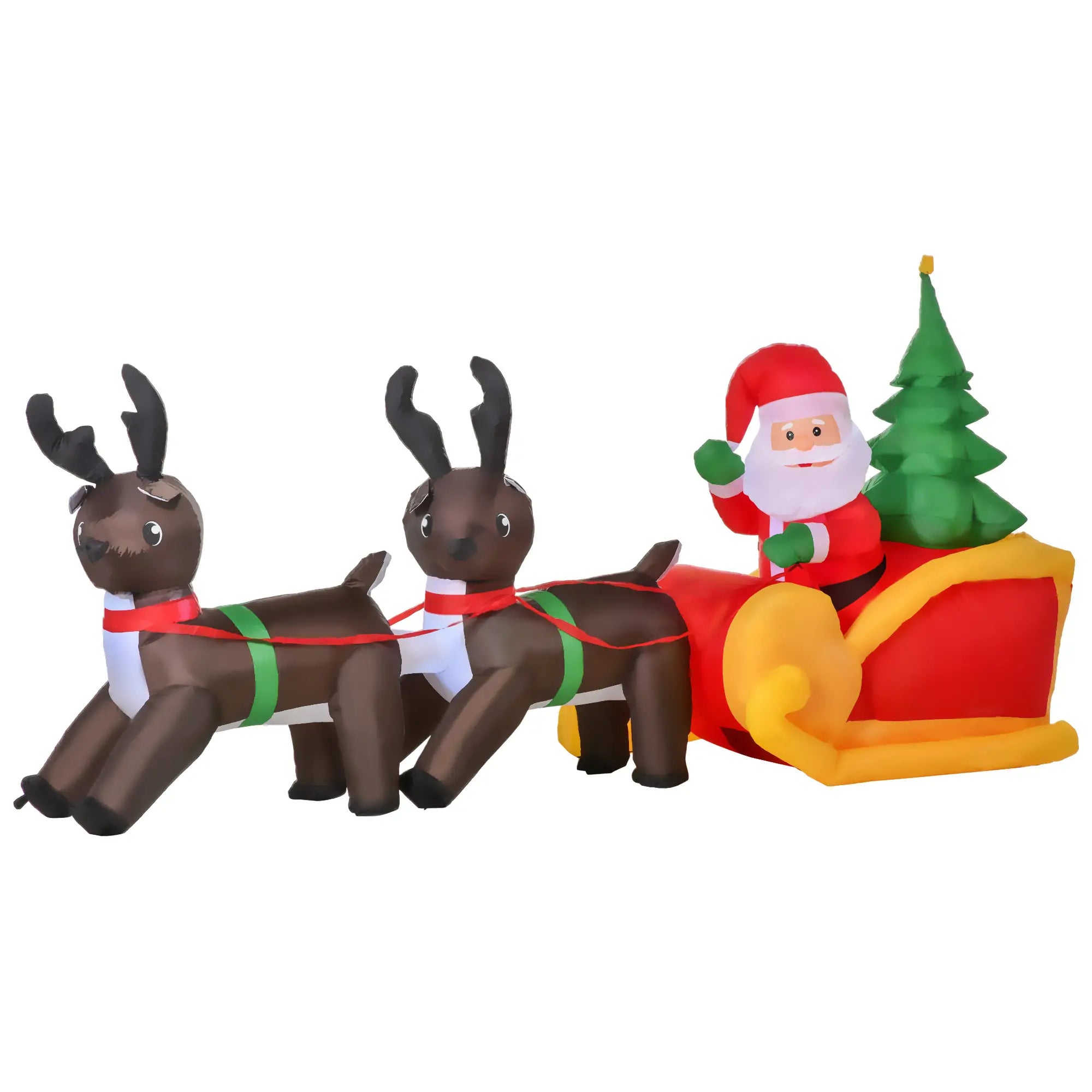 HOMCOM Aufblasbarer Weihnachtsmann mit Rentierschlitten LED IP44