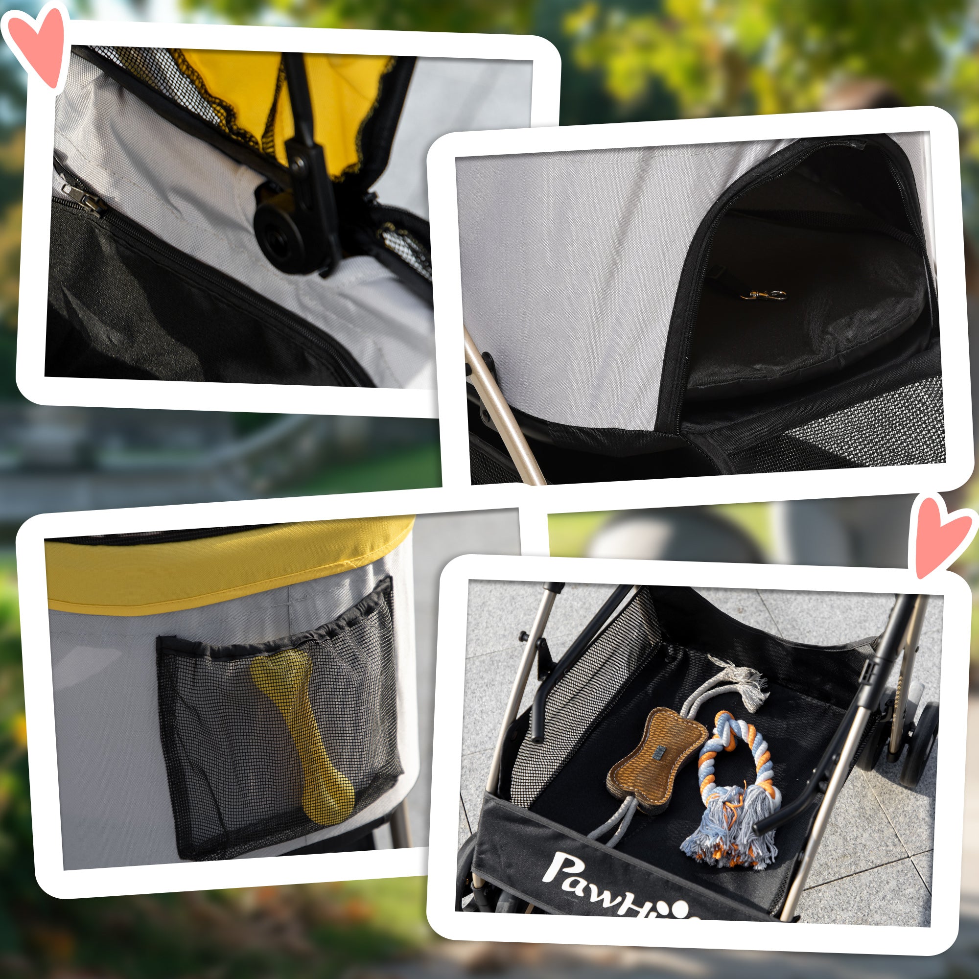 PawHut 2-in-1 Hundebuggy Hundetrolley bis 10 kg klappbar Tragtasche Bodenkorb  82 cm x 49,5 cm x 98 cm Gelb