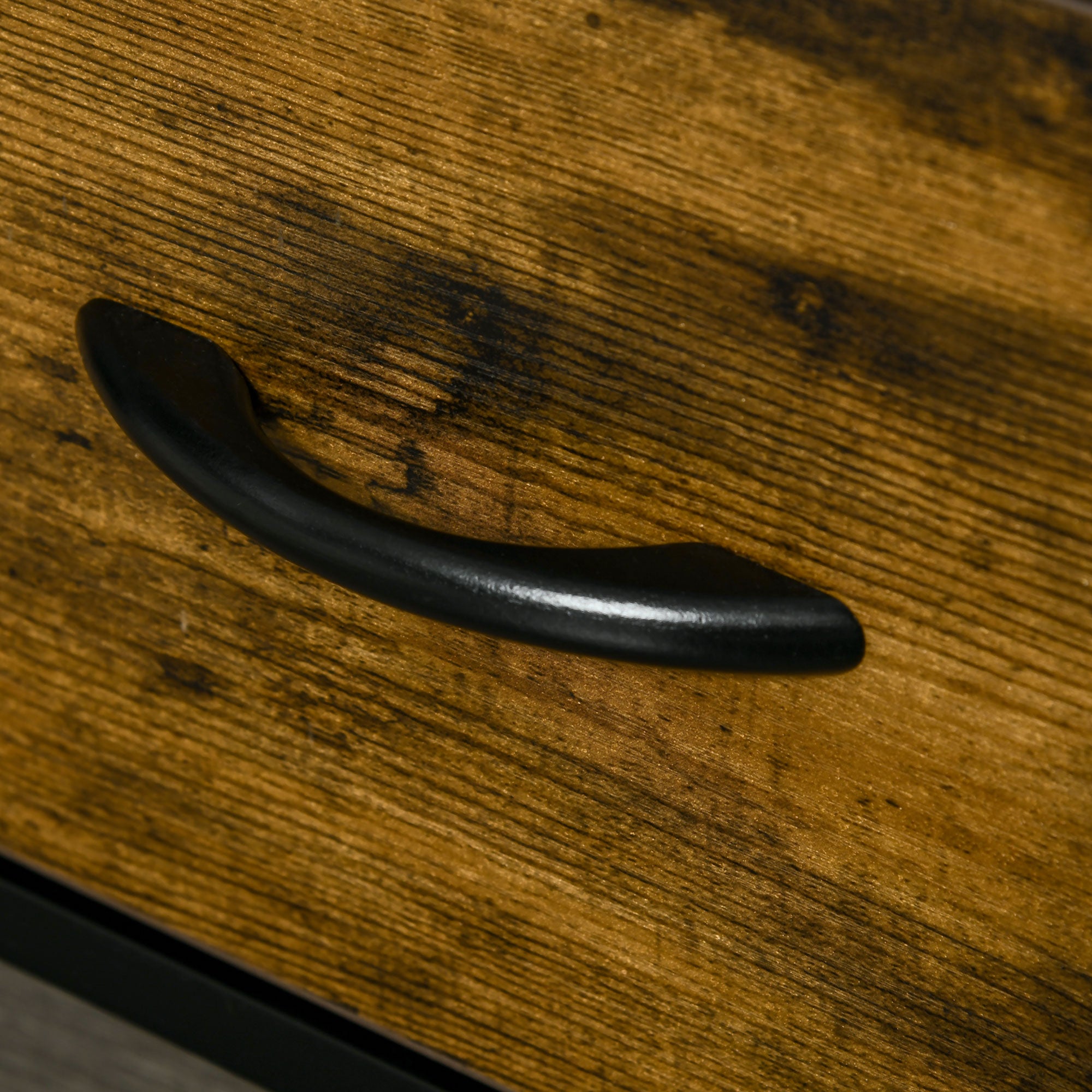 HOMCOM Wohnzimmerschrank, Beistellschrank, Stoffschubladen, MDF, Stahlrahmen, Braun