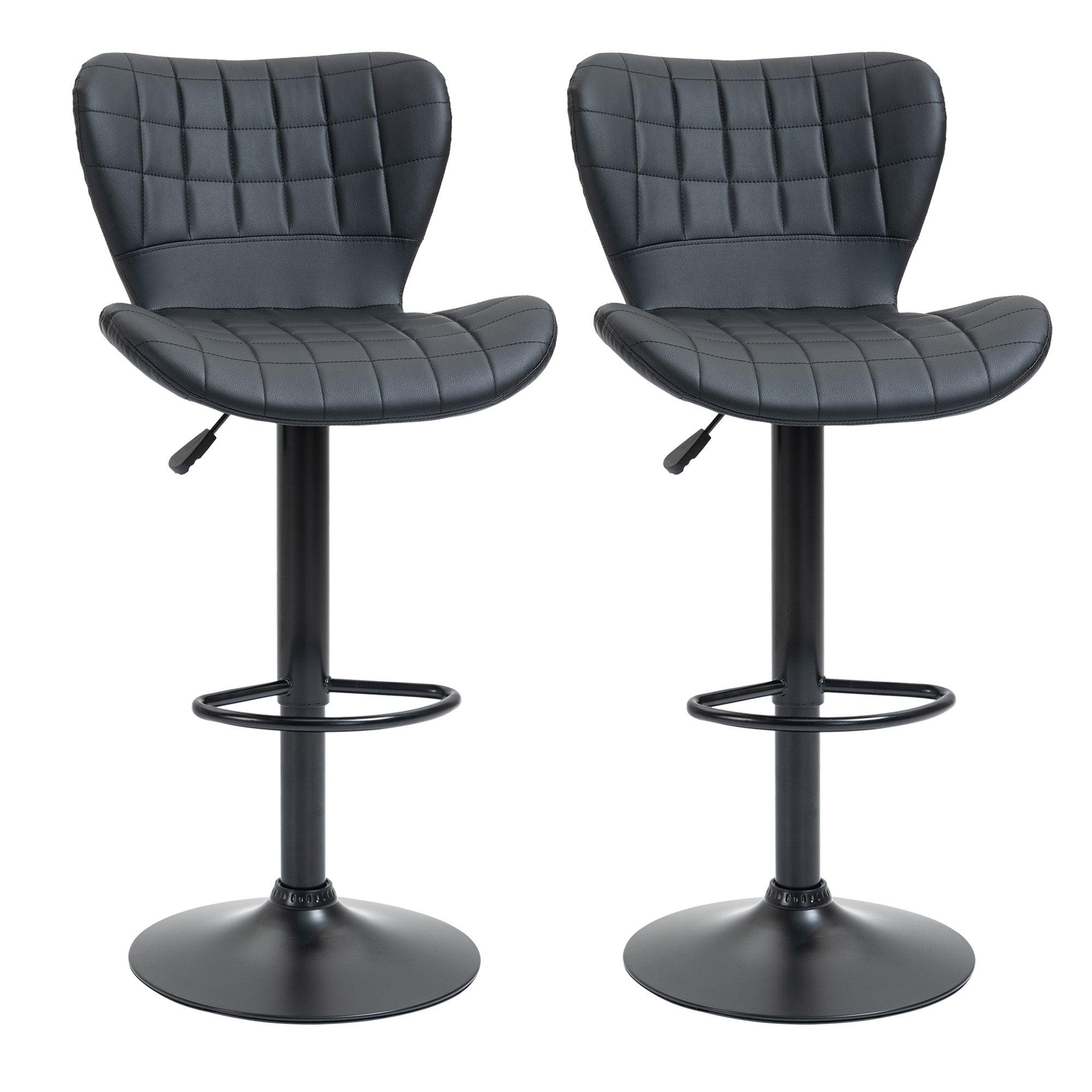 HOMCOM 2-er-Set Barhocker Retrodesign 47 cm x 51,5 cm x 89-109 cm Schwarz