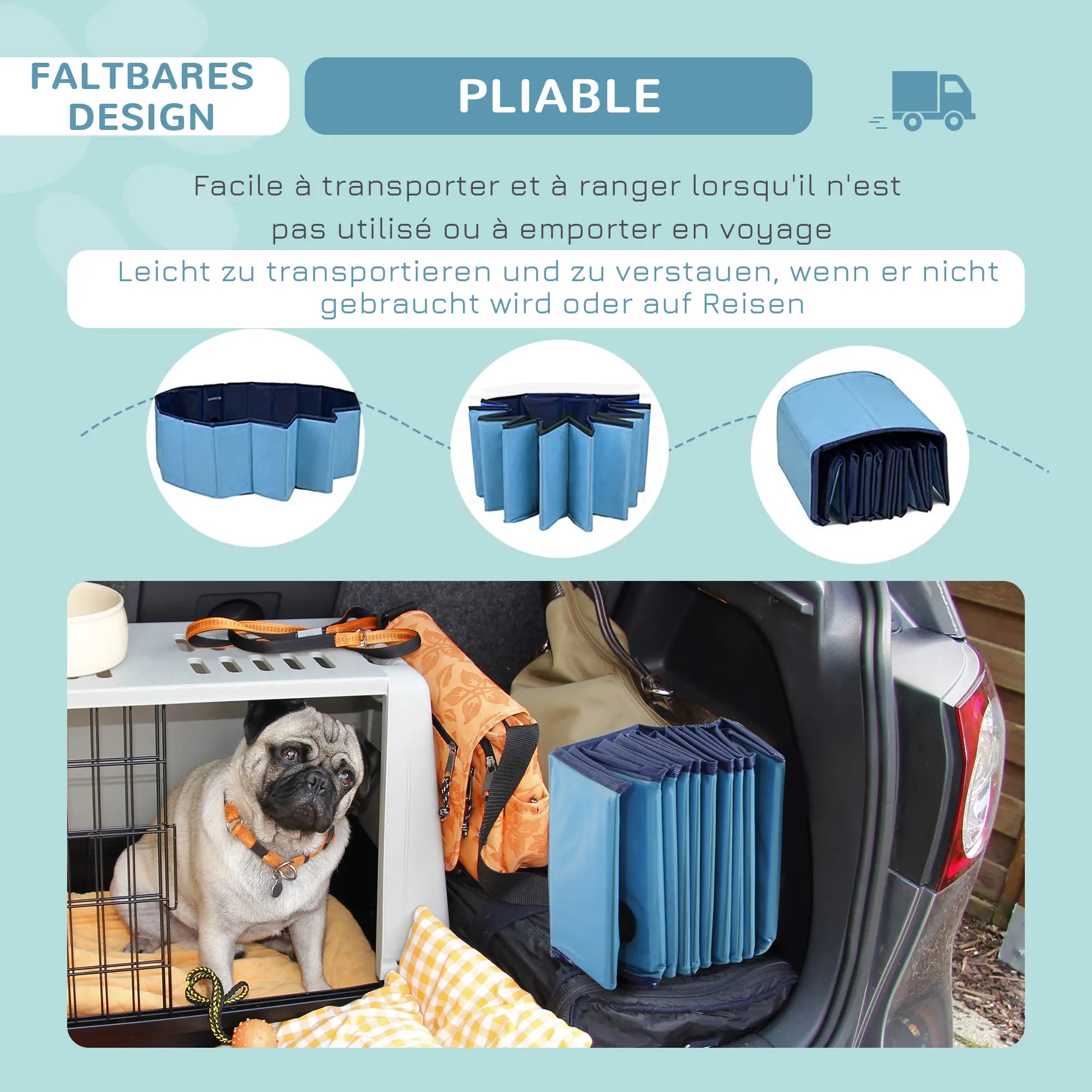PawHut Hundepool faltbar vielseitig einsetzbar Holz