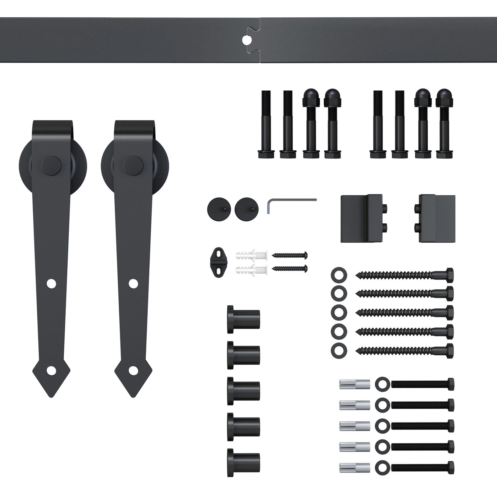 HOMCOM Gleitschienen-Bausatz für Schiebetüren, Metall, 2 m, max. 100 kg Belastbarkeit, Braun