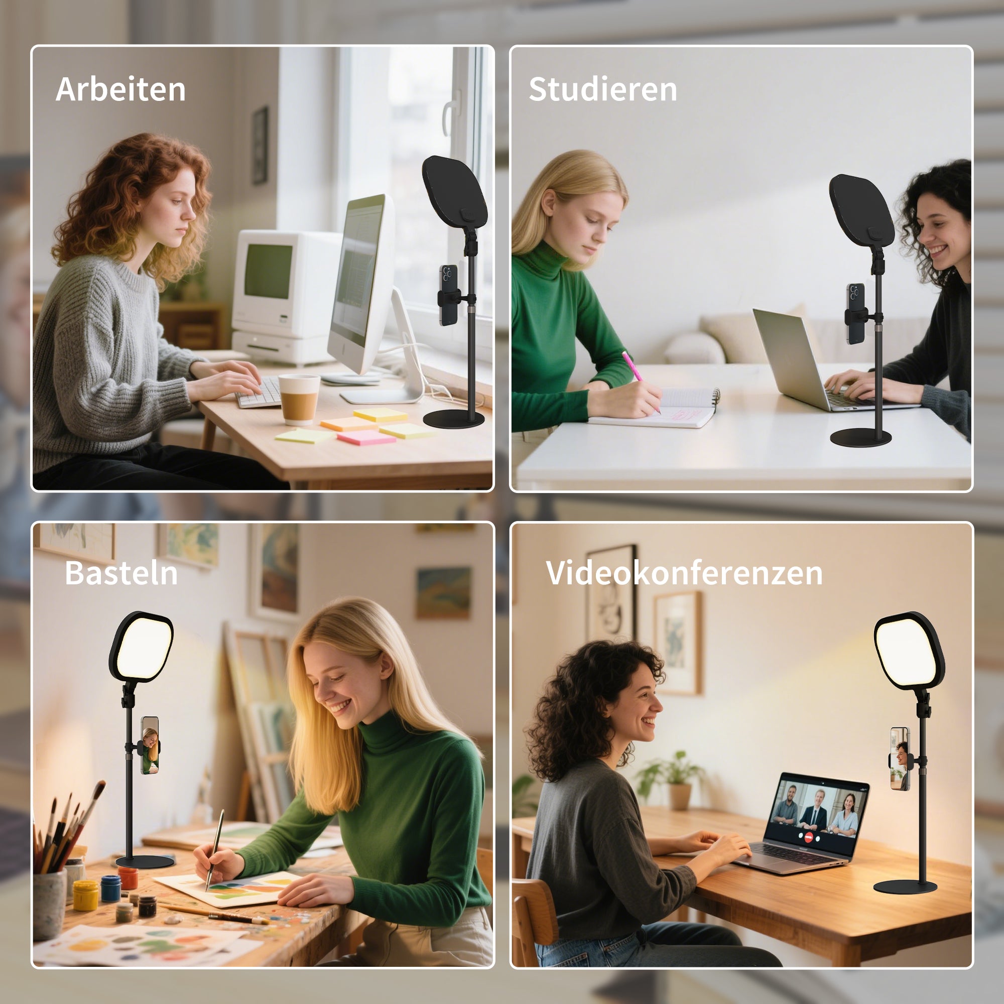 HOMCOM LED-Nachttischlampe, 10 Dimmstufen, 5 Farben, Speicherfunktion, Metall, Schwarz