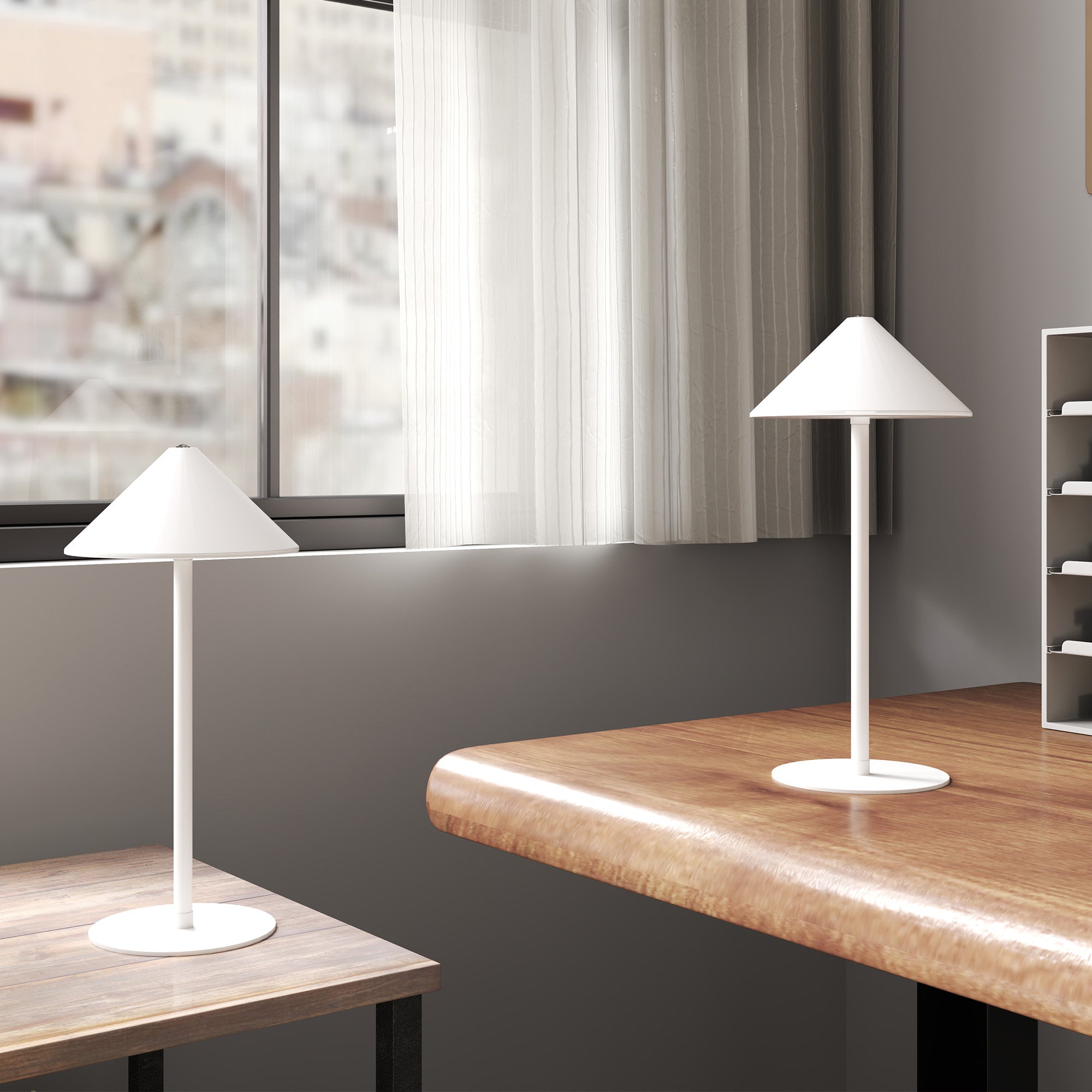HOMCOM LED-Tischlampe mit USB-Kabel, Touchschalter, Metall, wiederaufladbar, Weiß