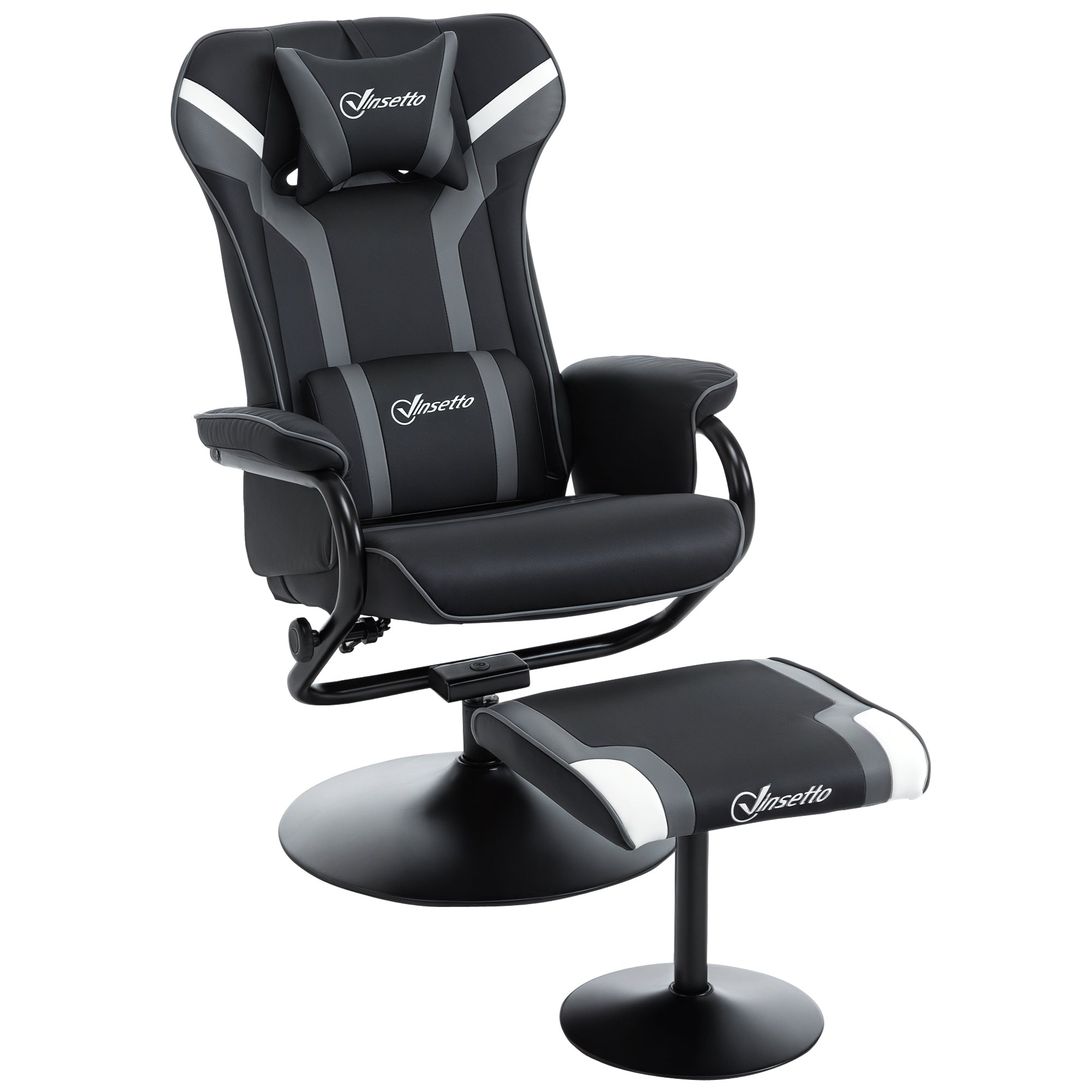 Vinsetto Relaxsessel neigbar mit Hocker 67 x 82,5 x 103cm Stahl Schwarz+Grau