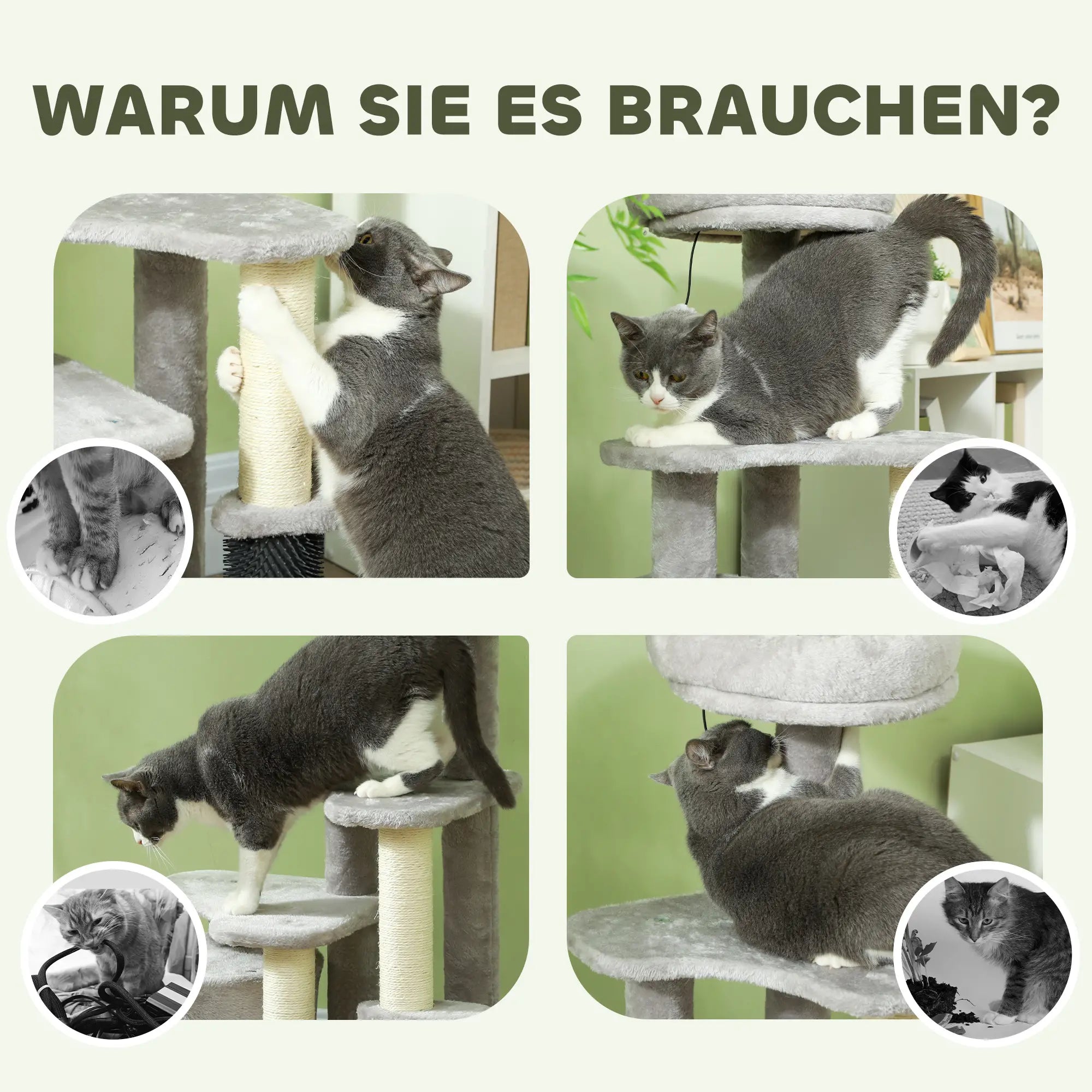PawHut Kratzbaum 87 cm Katzenbaum mit Katzenhöhle