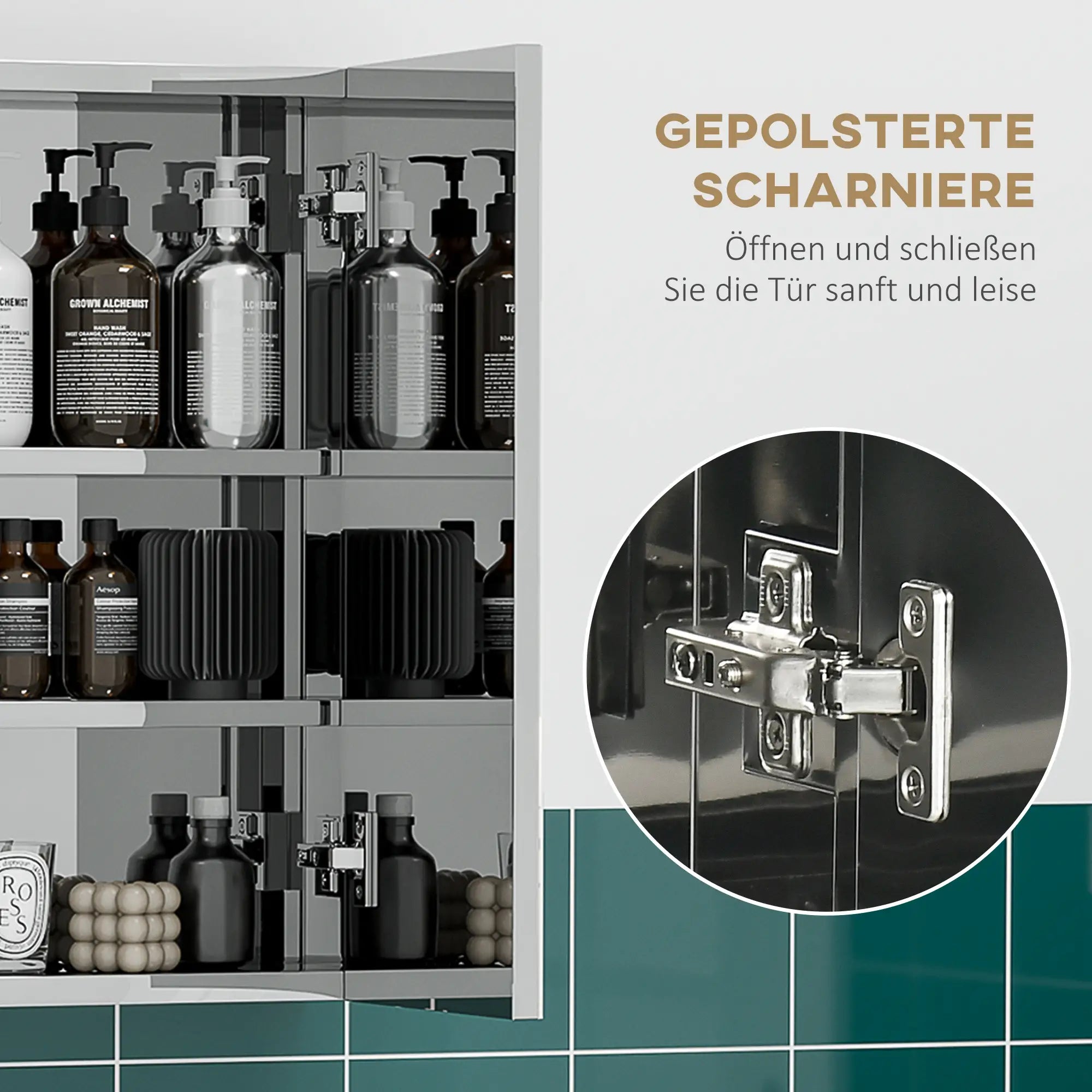 kleankin Spiegelschrank Badezimmerschrank Wandmontage Spiegeltüren Edelstahl