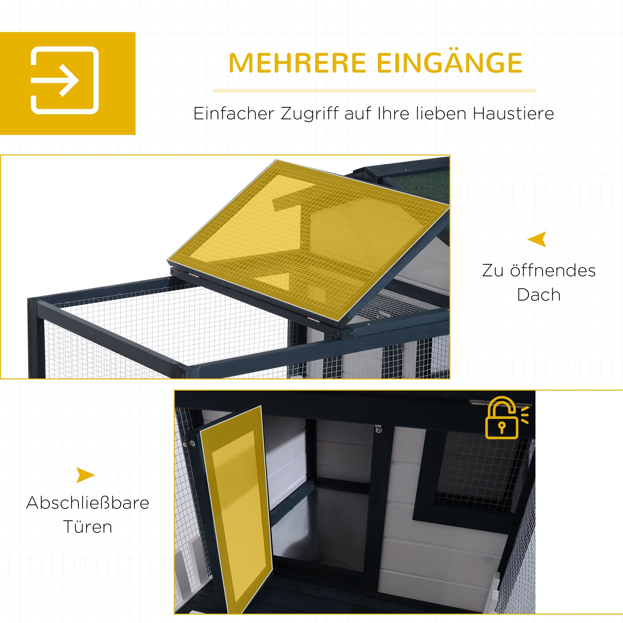 PawHut Kleintierstall mit Freigehege wetterbeständig Tannenholz Grün + Weiß