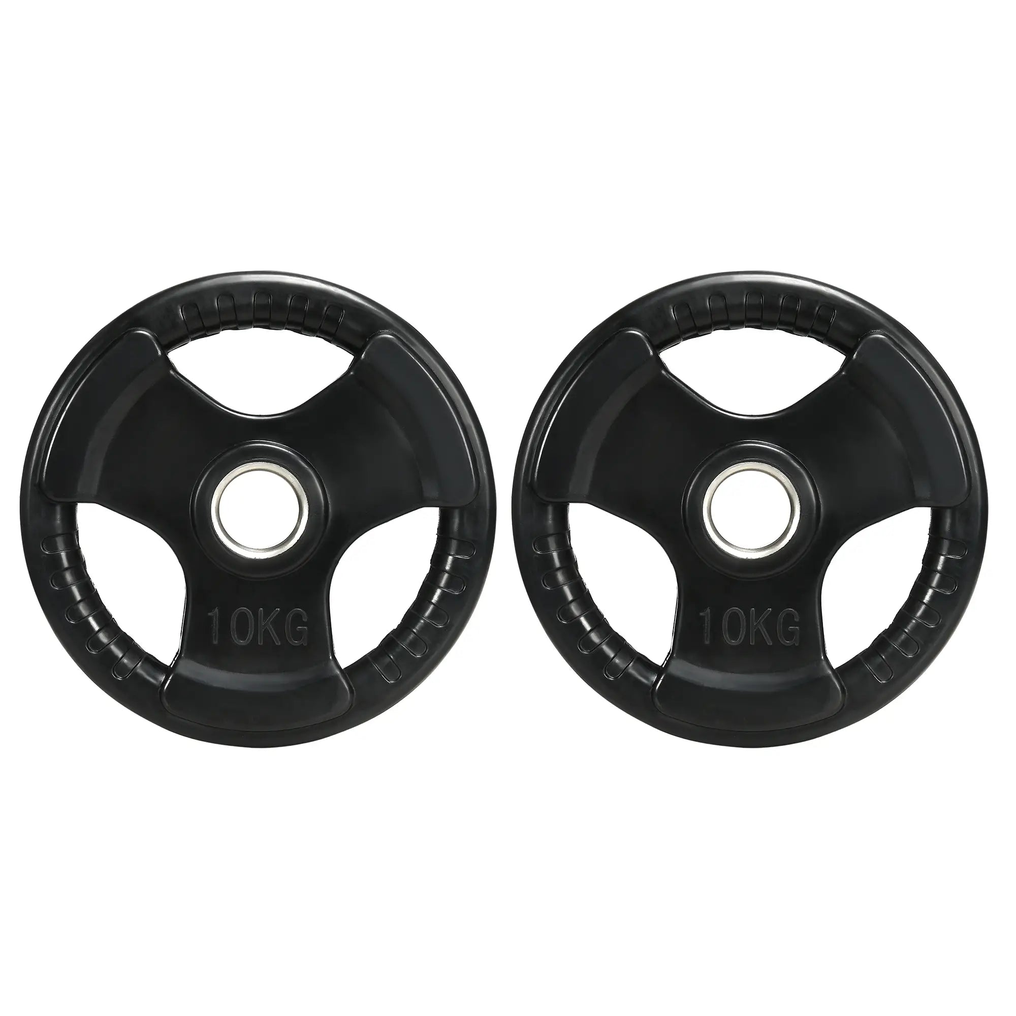 SPORTNOW Hantelscheibe, 2er-Set, 10 kg pro Scheibe, drei Griffe, bodenschonender Gummimantel, Metall