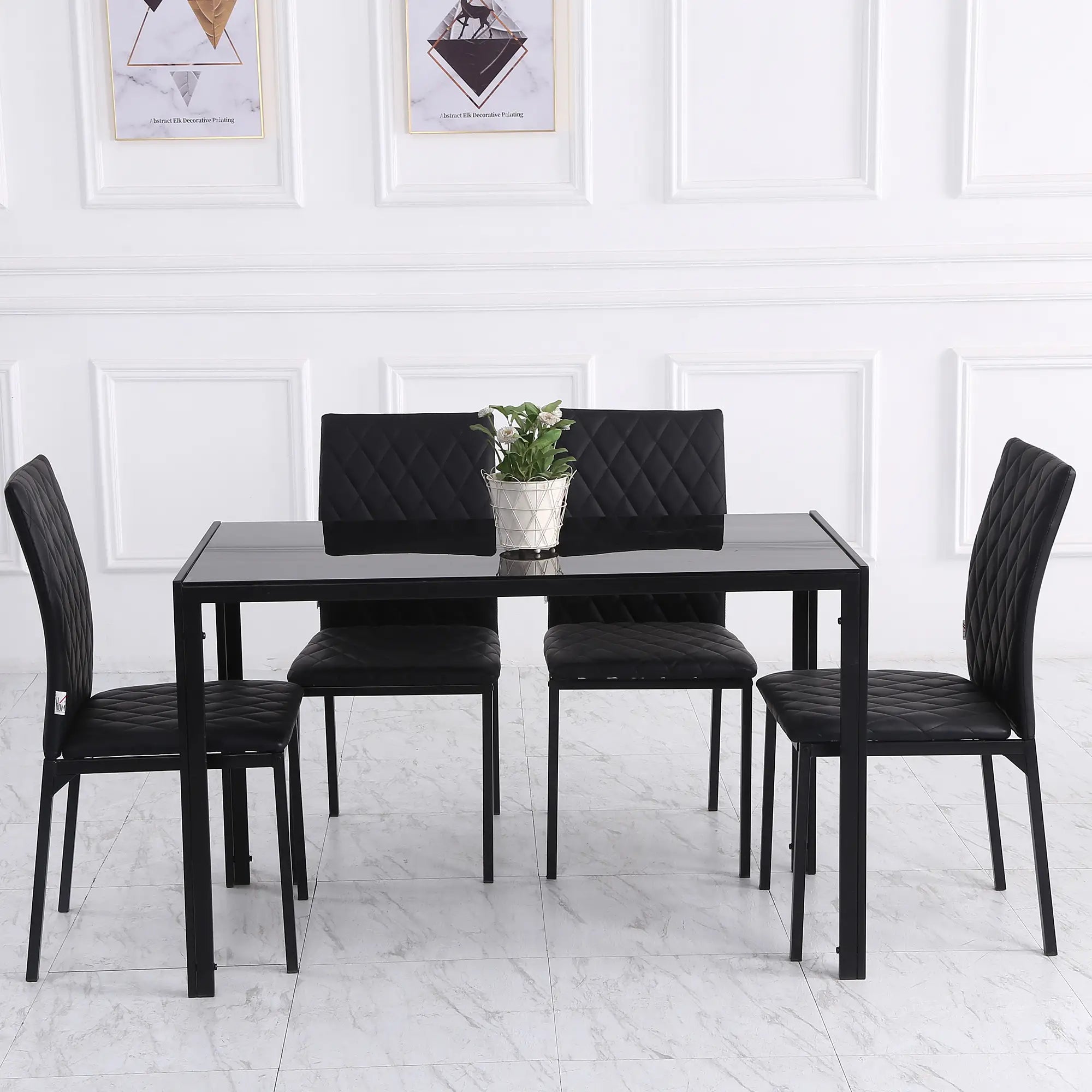 HOMCOM HOCMOM 4er-Set Stühle Esszimmerstühle Küchenstühle 41 cm x 50 cm x 91 cm, Schwarz
