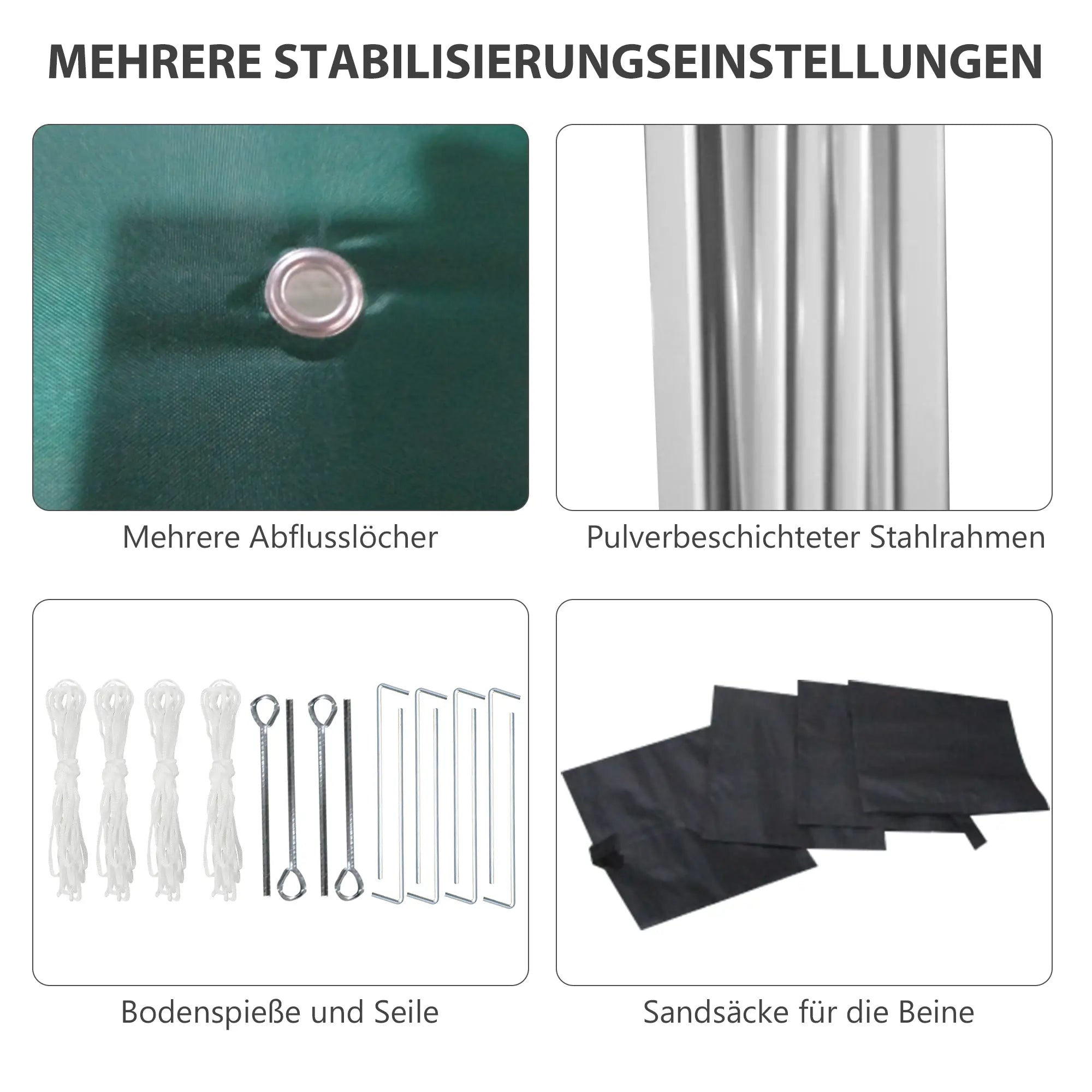 Faltpavillon 3x3 m mit 2 Seitenwänden, UV-Schutz, Grün
