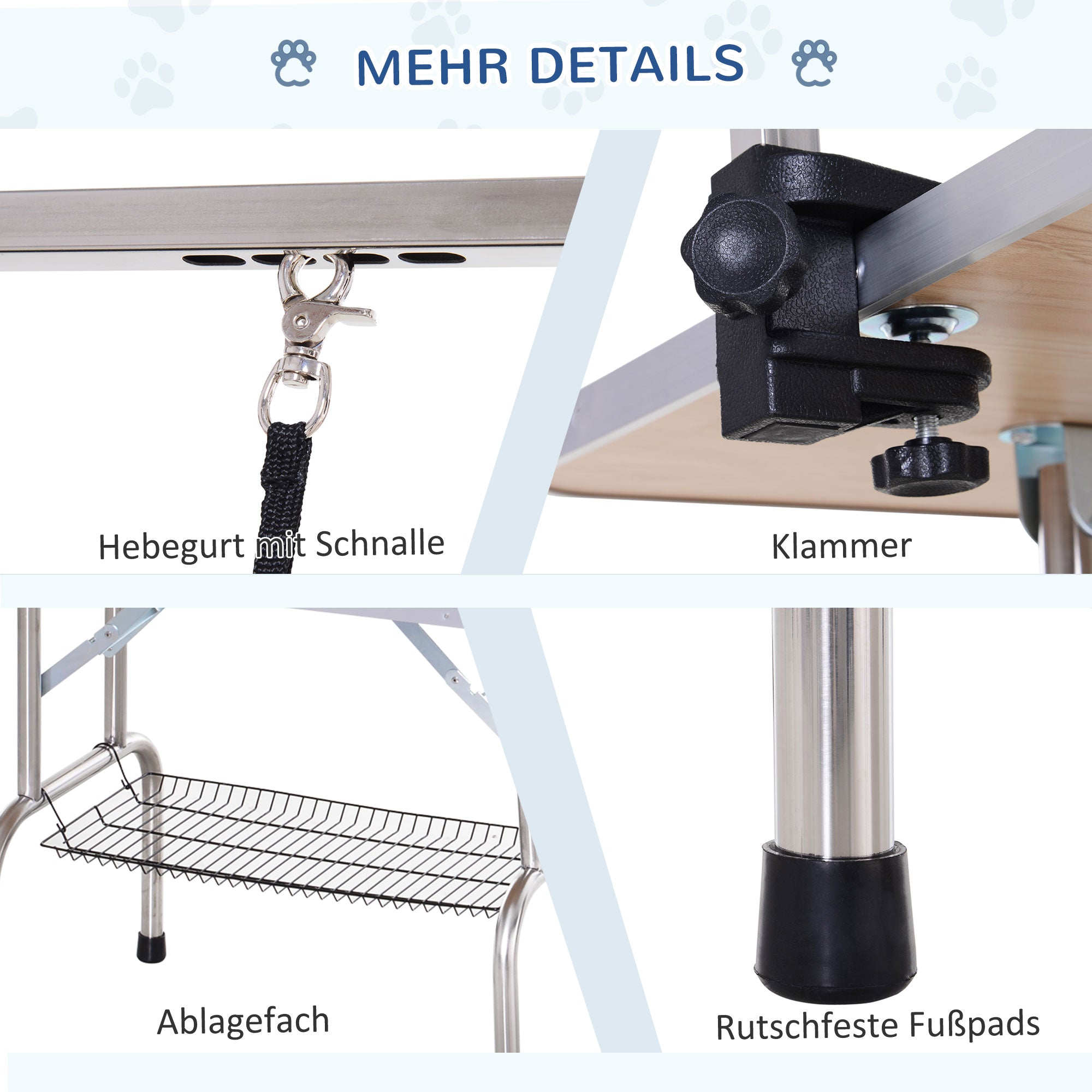 PawHut Hundepflegetisch Trimmtisch mit Unterkorb Tierpflegetisch Hunde Pflegetisch Hundefriseur Tisch Schertisch für Hunde Katzen bis zu 100kg Schwarz