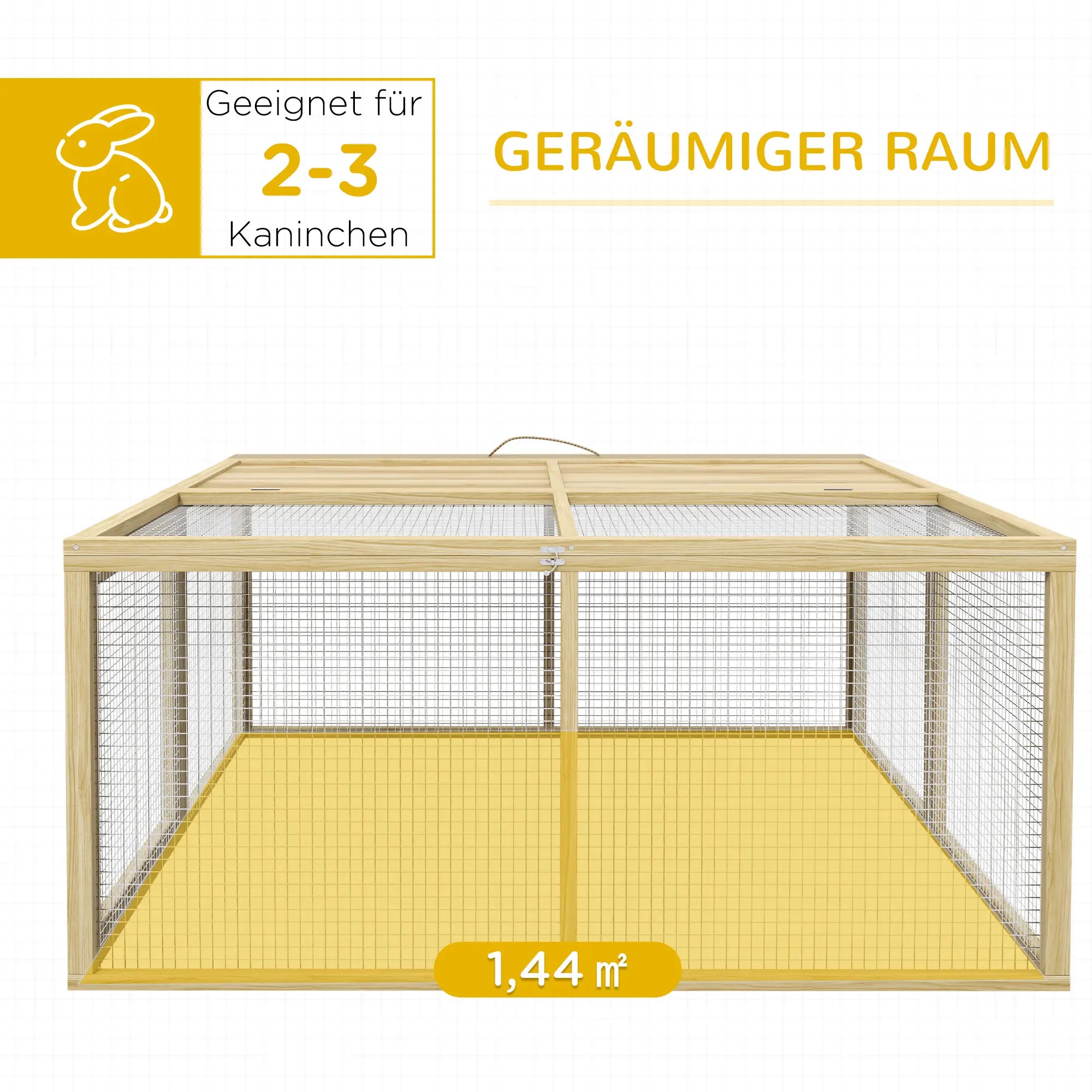PawHut Kleintierstall Freilaufgehege faltbar mit Türen Tannenholz