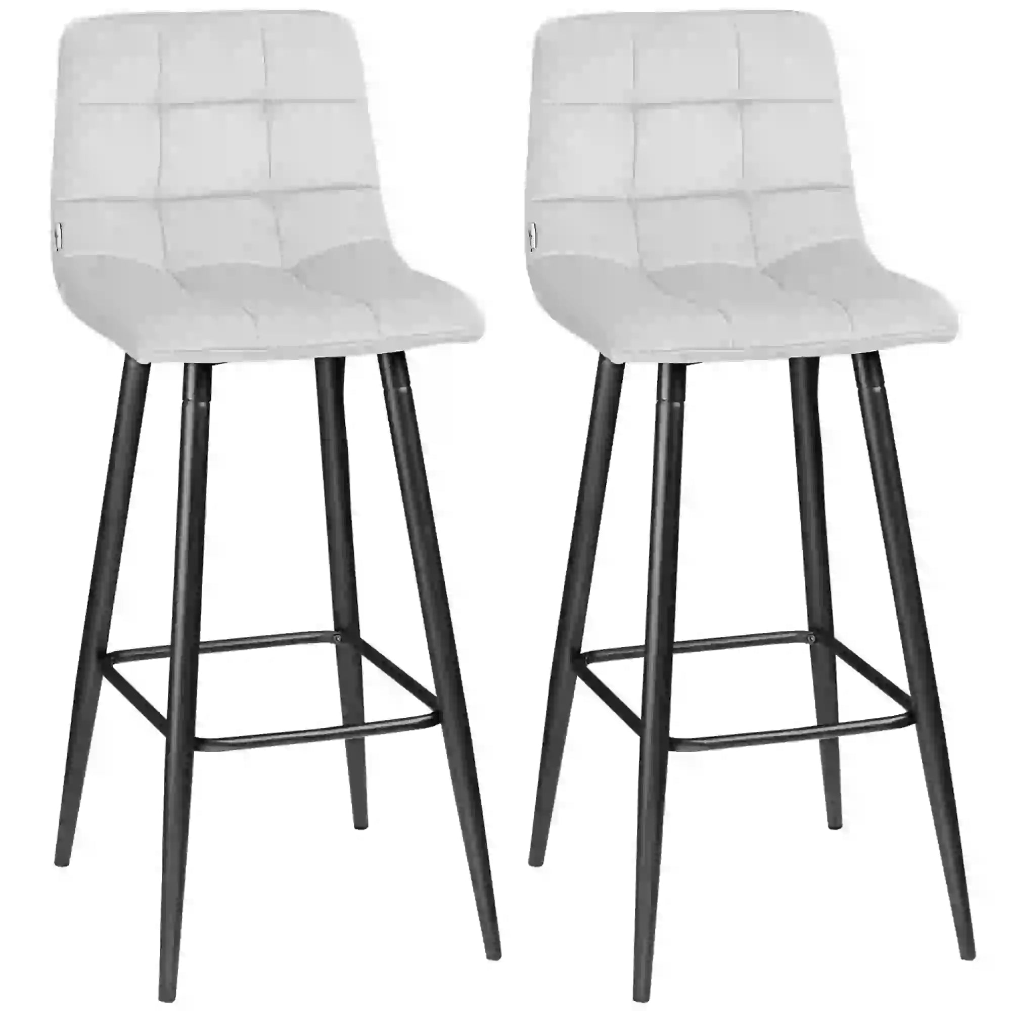 HOMCOM Barhocker 2er-Set mit Rückenlehne & Samtbezug