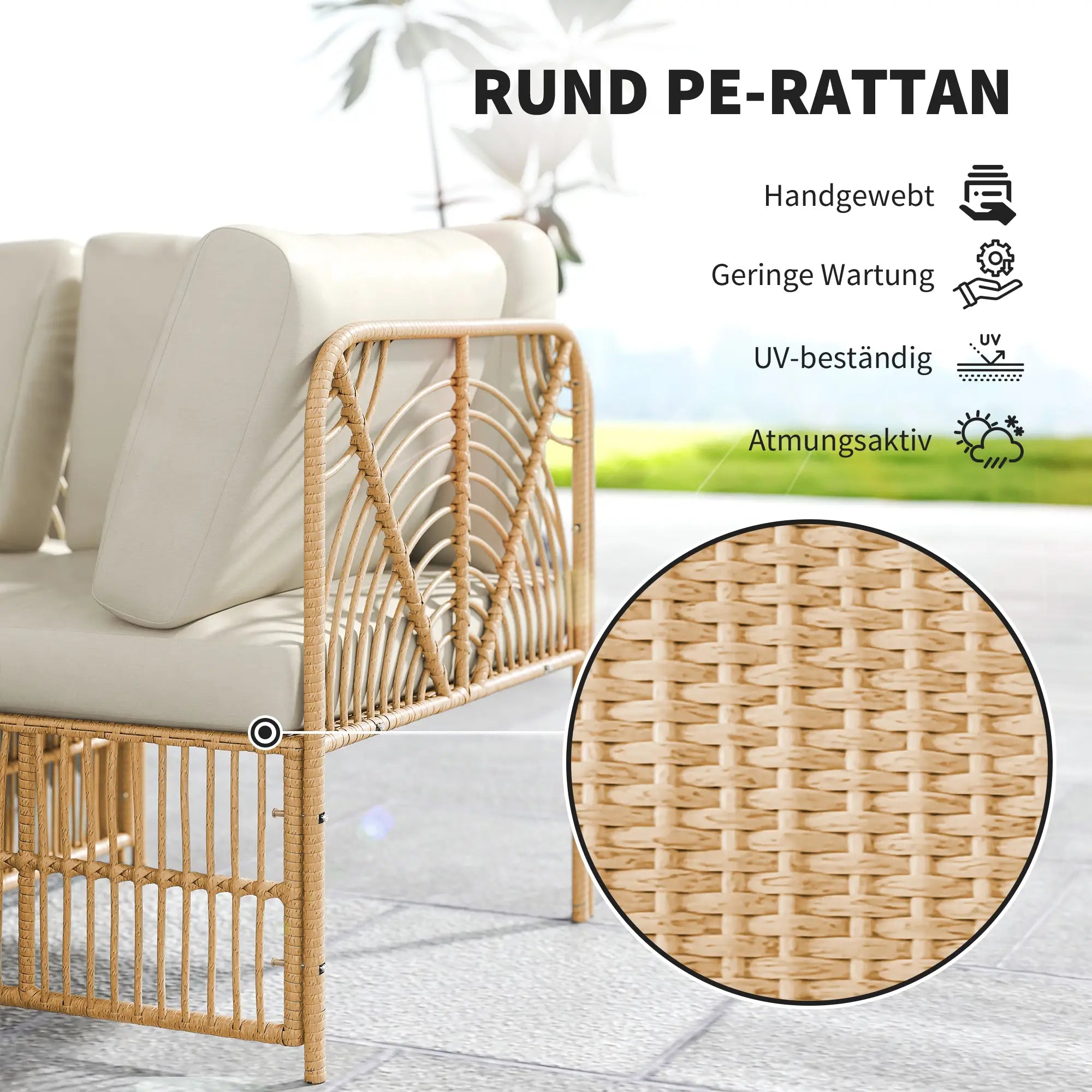 Outsunny Rattan Lounge Set 5-tlg. mit Kissen, wetterfest