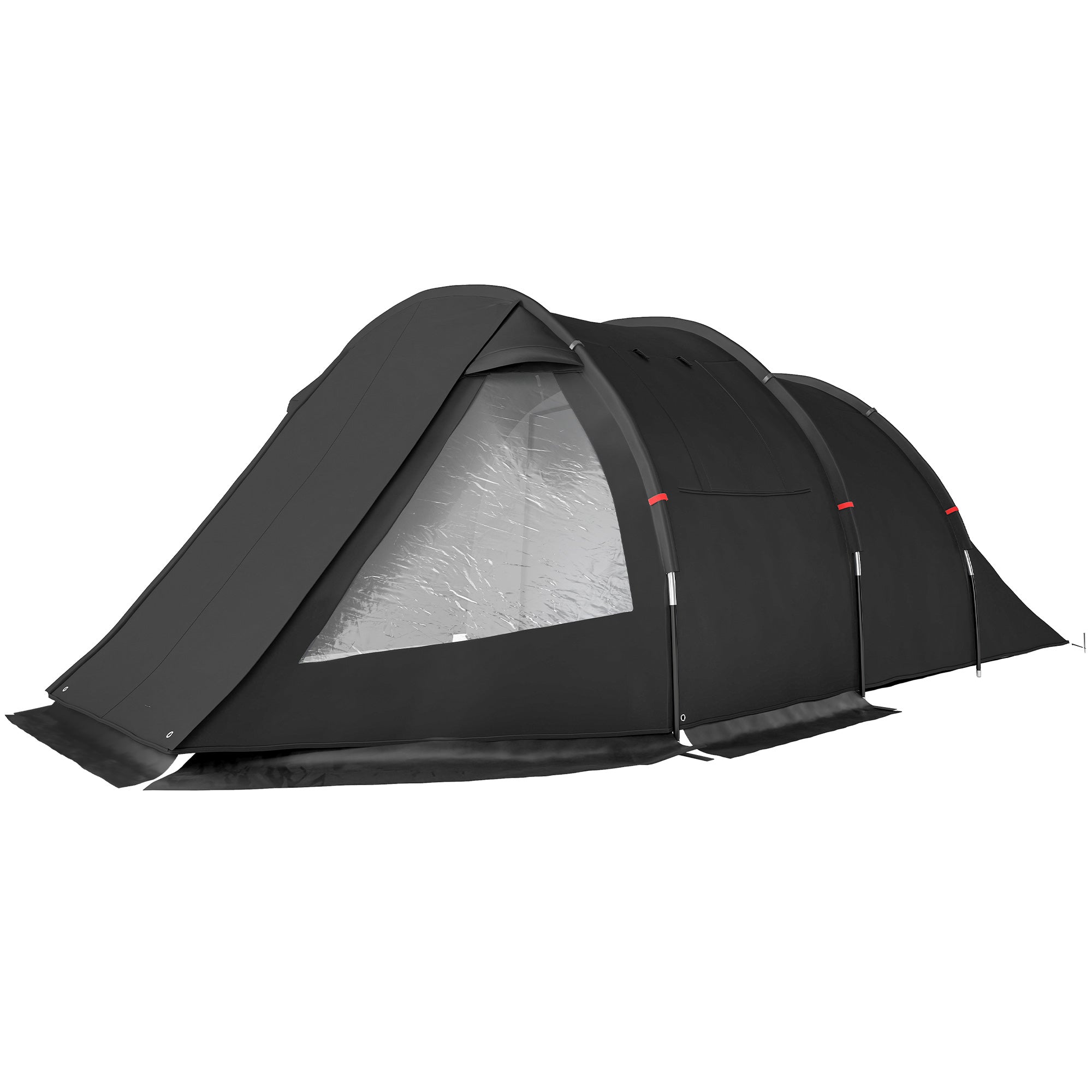 Outsunny Campingzelt Trekkingzelt Zelt, wetterbeständig, 2 Räume,  475 x 264  cm Breite x 172, Schwarz