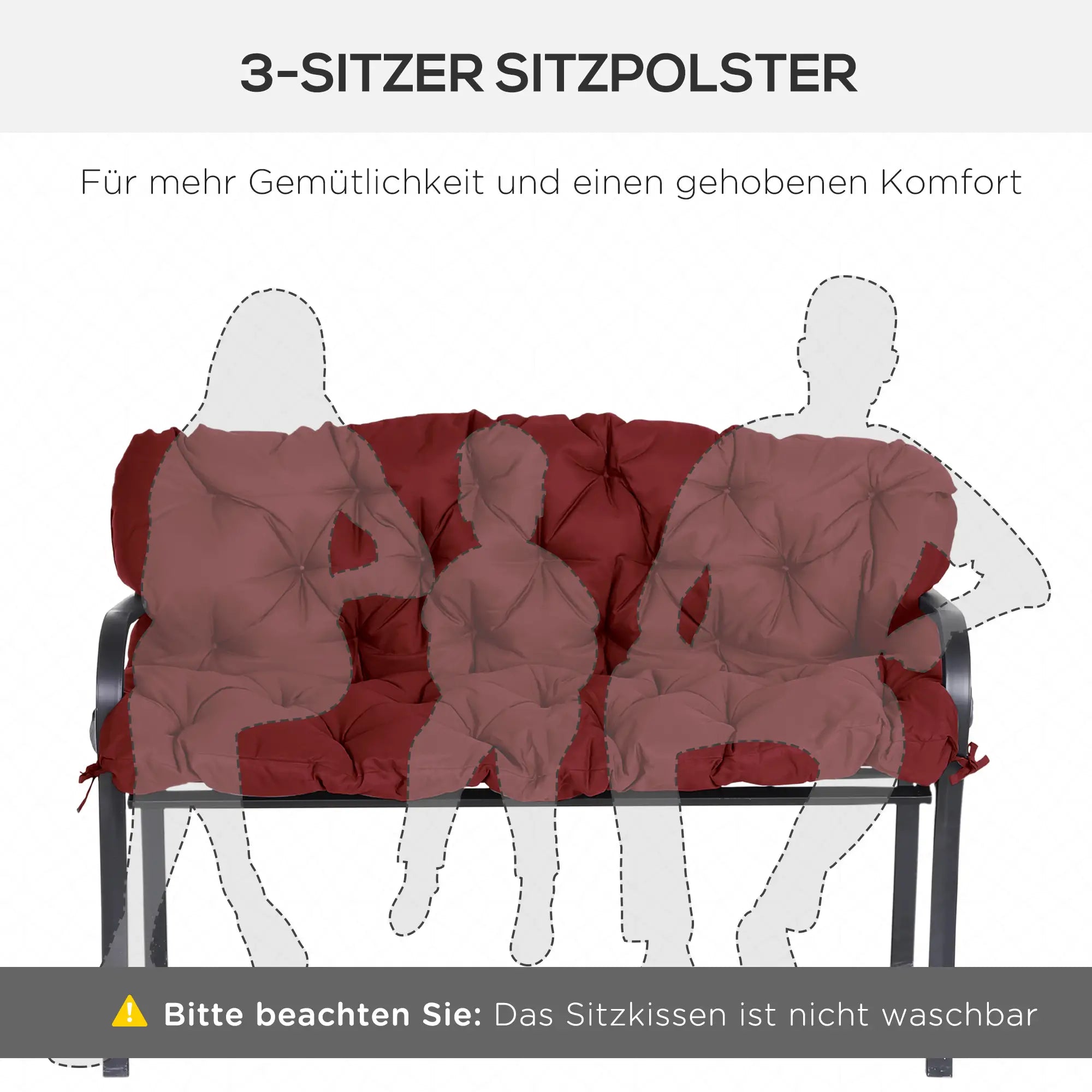 Outsunny 3-Sitzer Bankauflage Rot