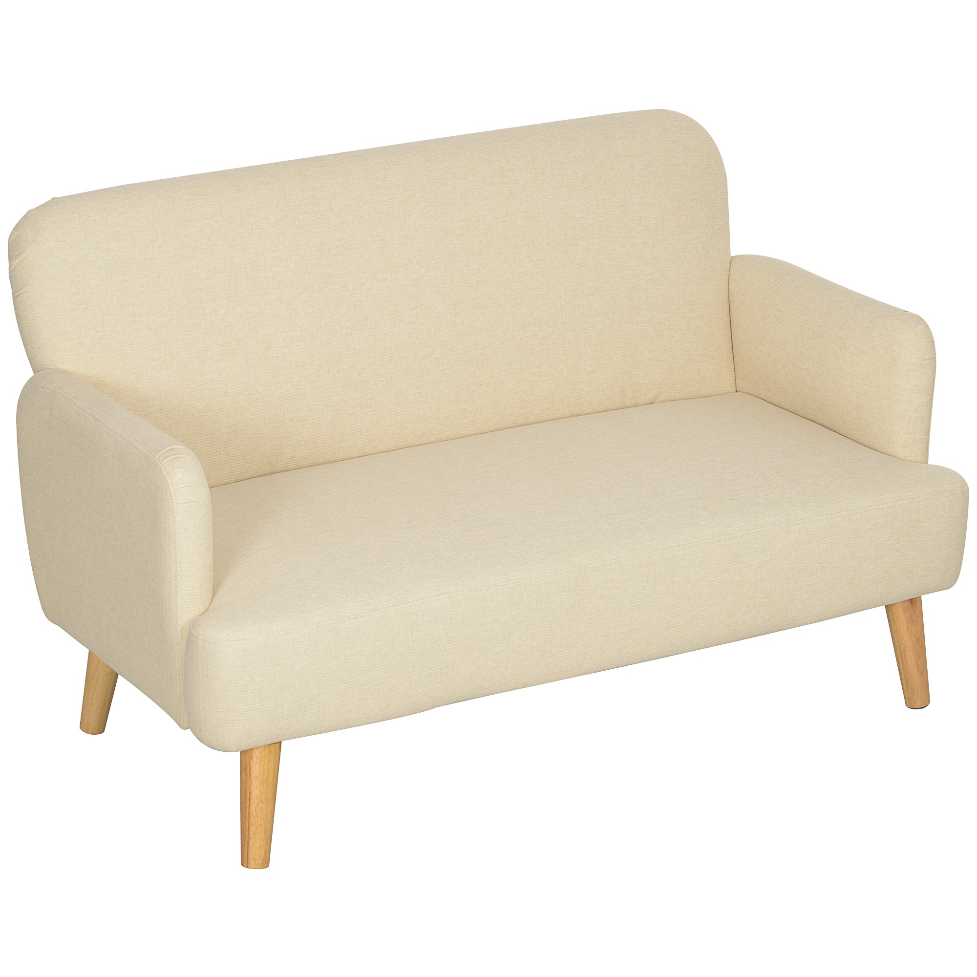 HOMCOM Zweisitzer-Sofa, kompakt, hautfreundlicher Bezug, bis 240 kg, 130x74x79 cm, Cremeweiß