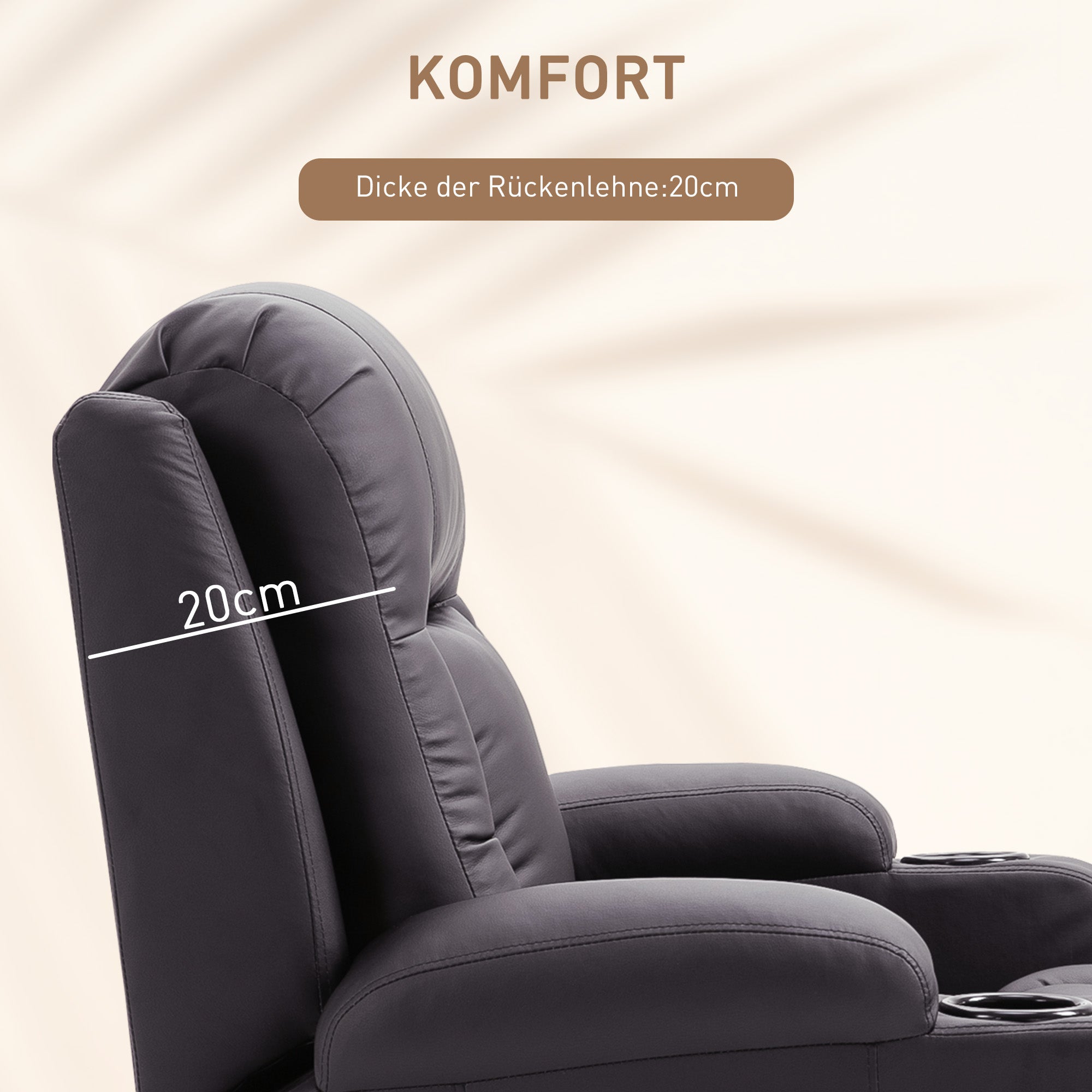 HOMCOM Massagesessel, Relaxsessel, Wippfunktion, 8 Vibrationspunkte, inkl. Fernbedienung, Braun