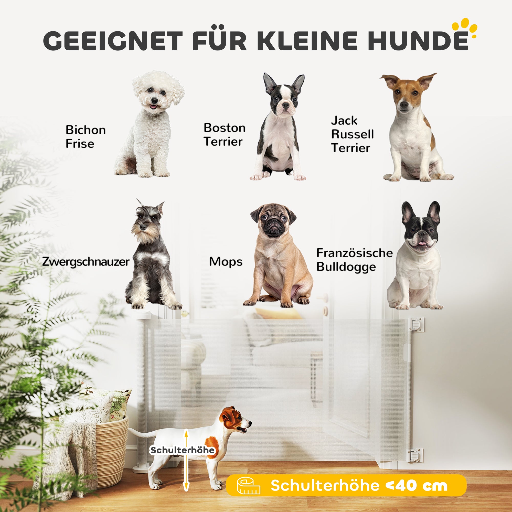 PawHut Treppenschutzgitter Ausziehbar 0-136cm 87 cm Hoch Türschutzgitter für Haustiere 142 x 10 x 87 cm Weiß