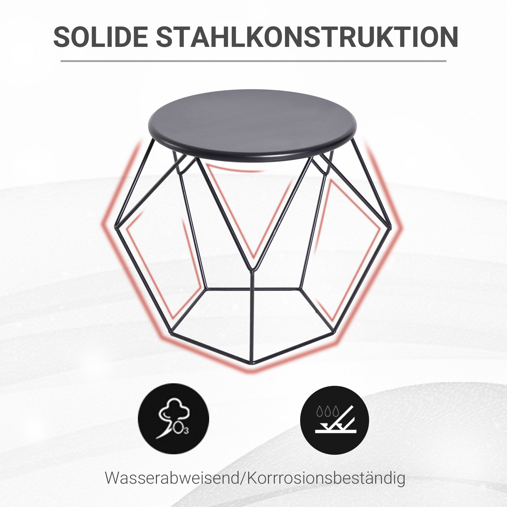 HOMCOM Couchtisch im Industrie-Design, Couchtisch, Metalltisch, Schwarz