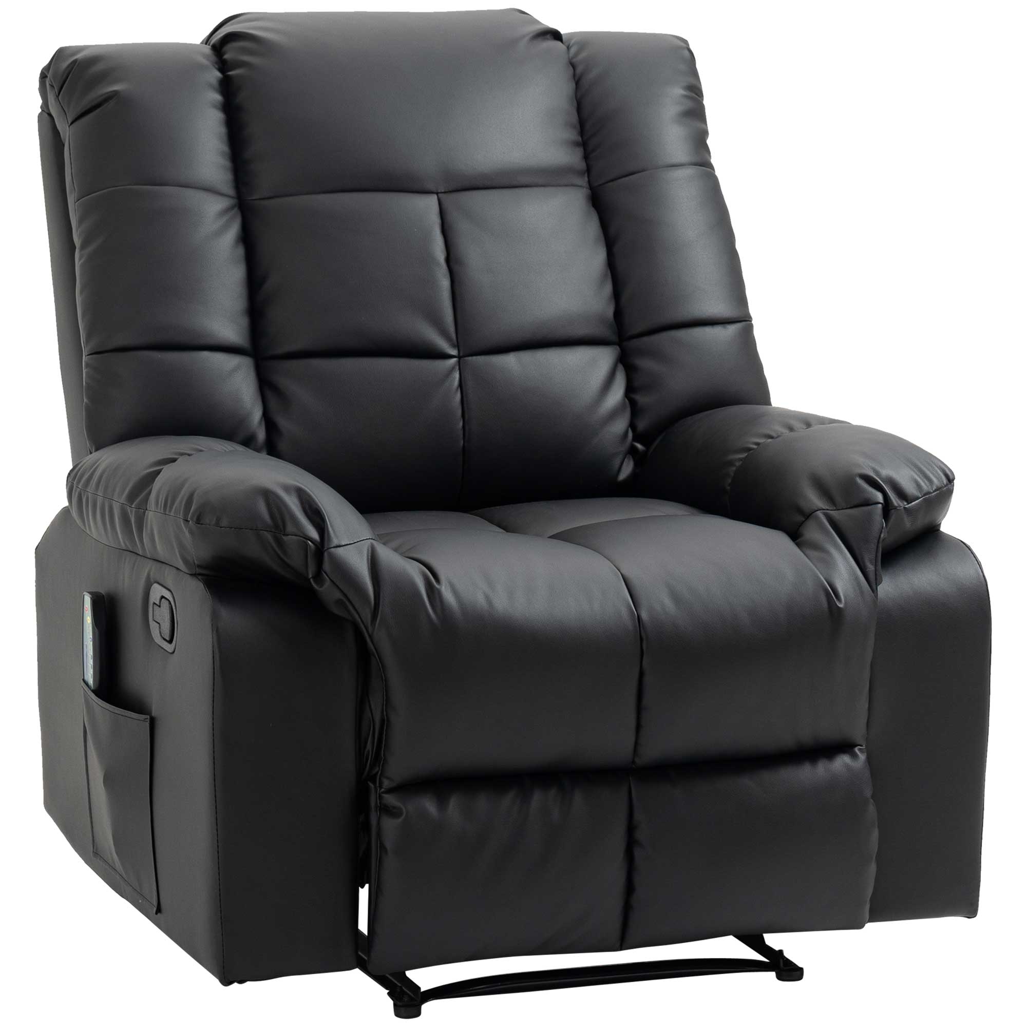 HOMCOM Massagesessel, Relaxsessel, 8 Vibrationspunkte, Liegefunktion, Kunstleder, schwarz, 94x99x99cm