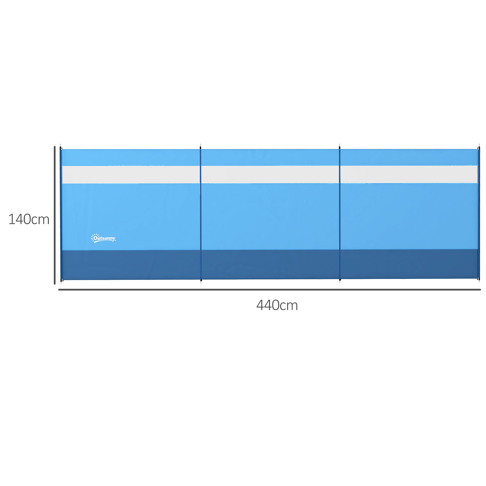 Outsunny Windschutz mit Sichtfenster und Tragetasche, Stahlstangen, 440x140cm, Blau