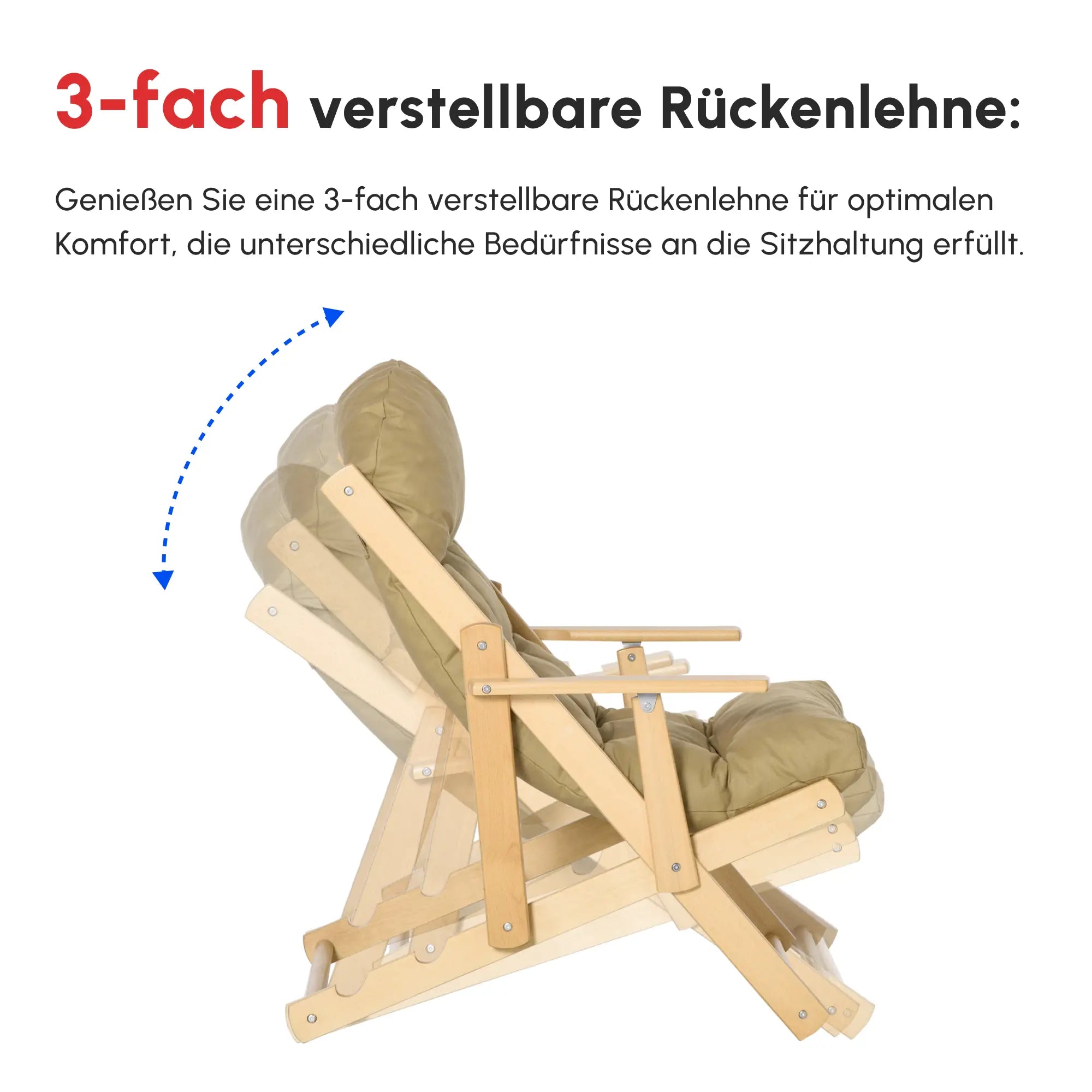 HOMCOM Klappbarer Relaxsessel aus Buchenholz, Braun