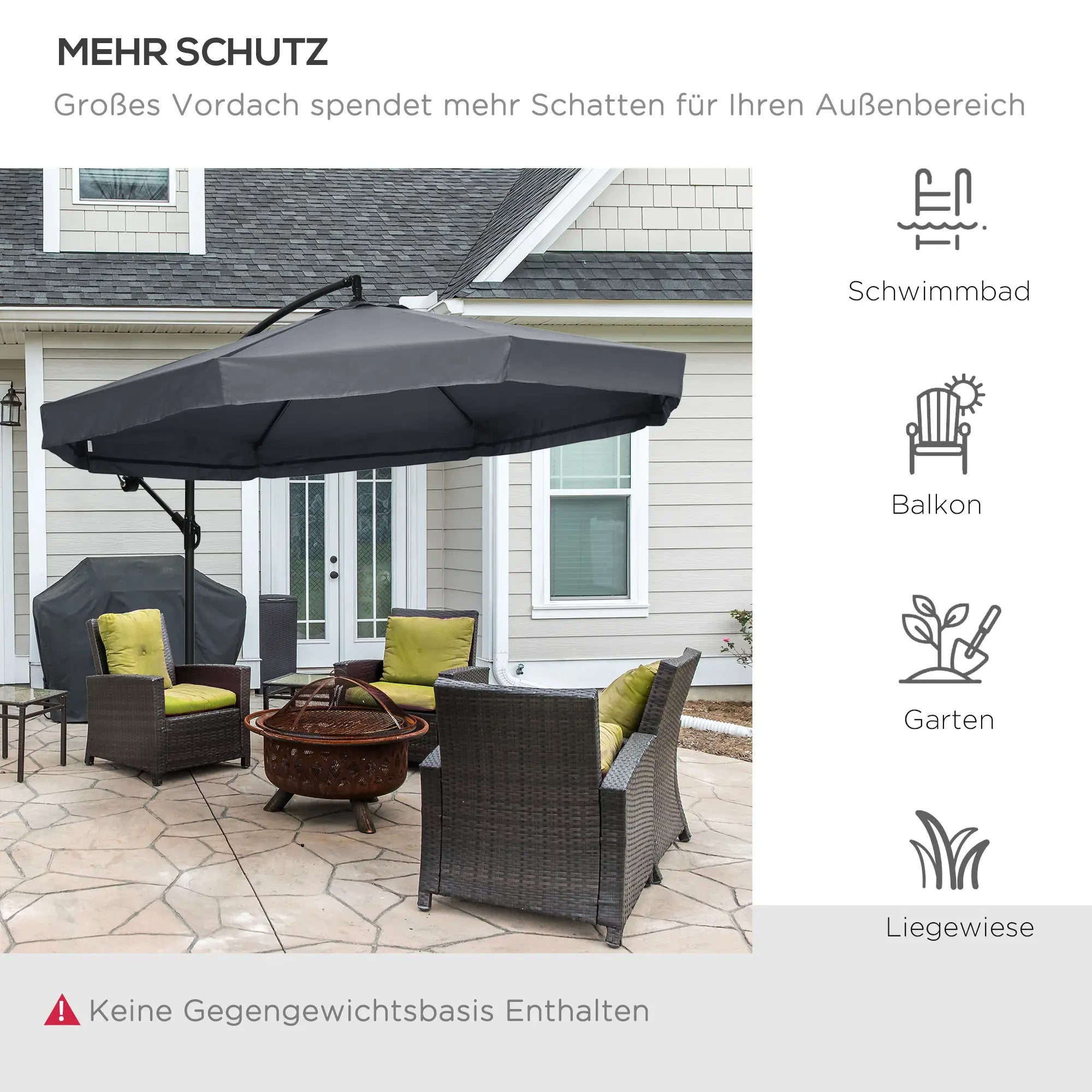 Outsunny Ampelschirm 295×295?cm mit Moskitonetz