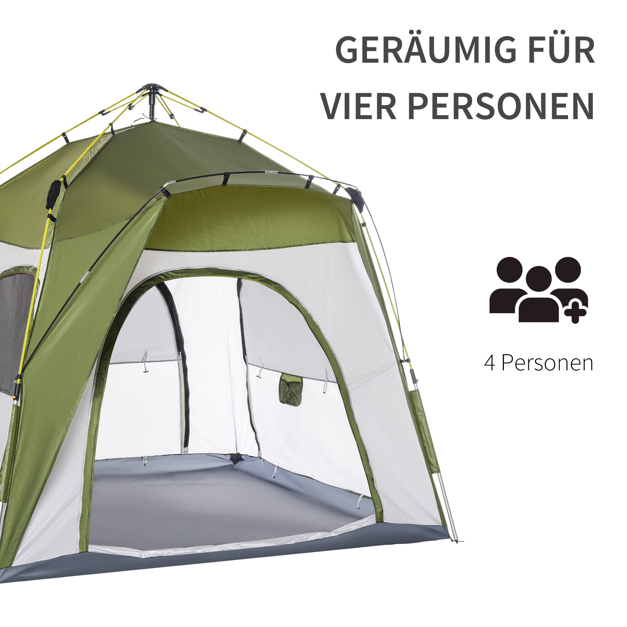 Outsunny Pop-up-Zelt Automatischer Aufbau Wetterfest Hydraulischer Druckmechanismus 240 cm x 240 cm x 199 cm Grün+Grau