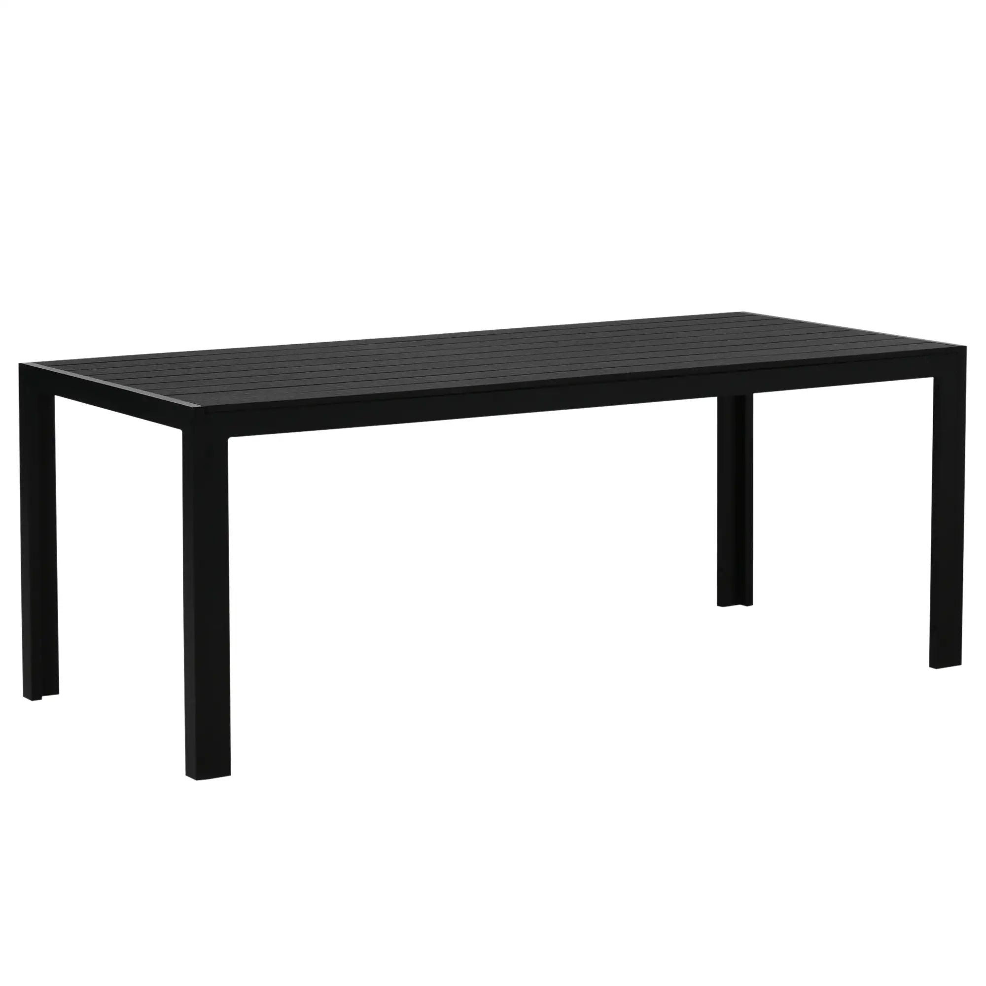 Outsunny Gartentisch Kunststoff 190 x 84,5 x 72 cm Wetterfest, Holz Optik, Holzstrukur, rutschfest Buffettisch Campingtisch Balkontisch Terrassentisch Outdoor Esstisch für Garten, Balkon Schwarz