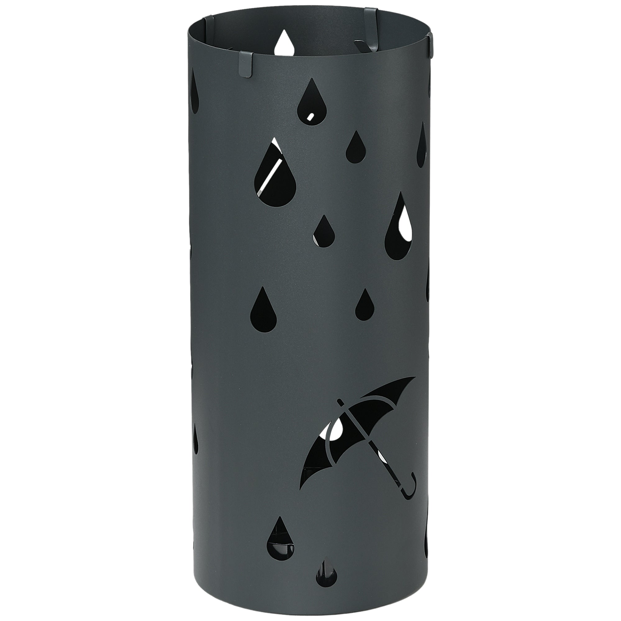 HOMCOM Schirmständer, Stahl, Säulenform, Herausnehmbares Bodenfach, Ø17 x 41H cm, Grau