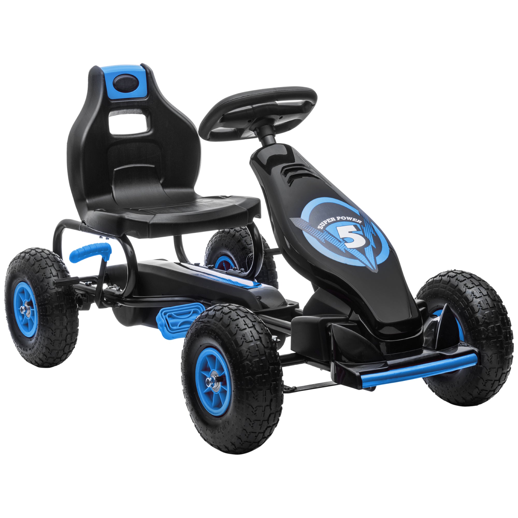 HOMCOM Gokart Kinderfahrzeug 3-fach verstellbarer Sitz Gummireifen