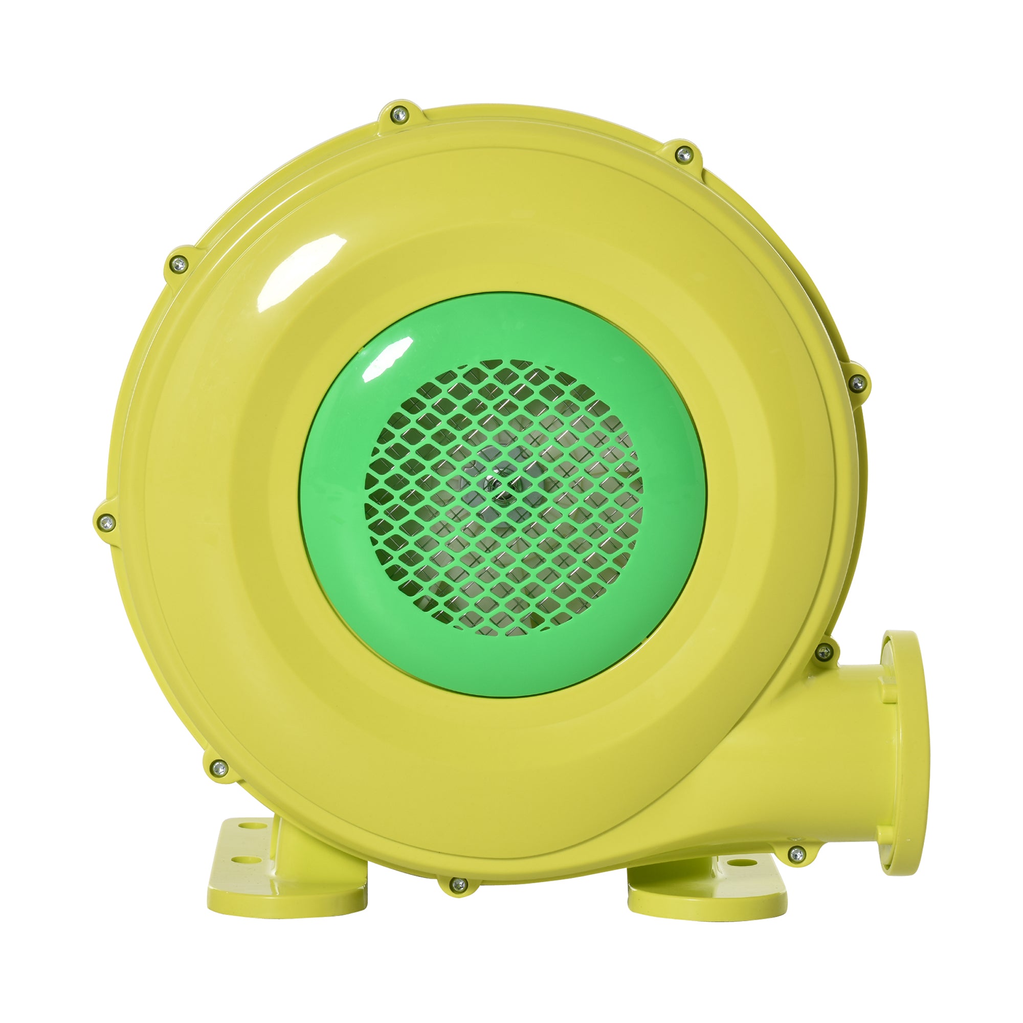 Outsunny 450W elektrische Luftpumpe Hüpfburg Gebläsepumpe Ventilator mit Griff Dauergebläse leichtgewichtig tragbar für aufblasbare Spielzeuge ABS Gelb+Grün 35 x 26 x 33,5 cm