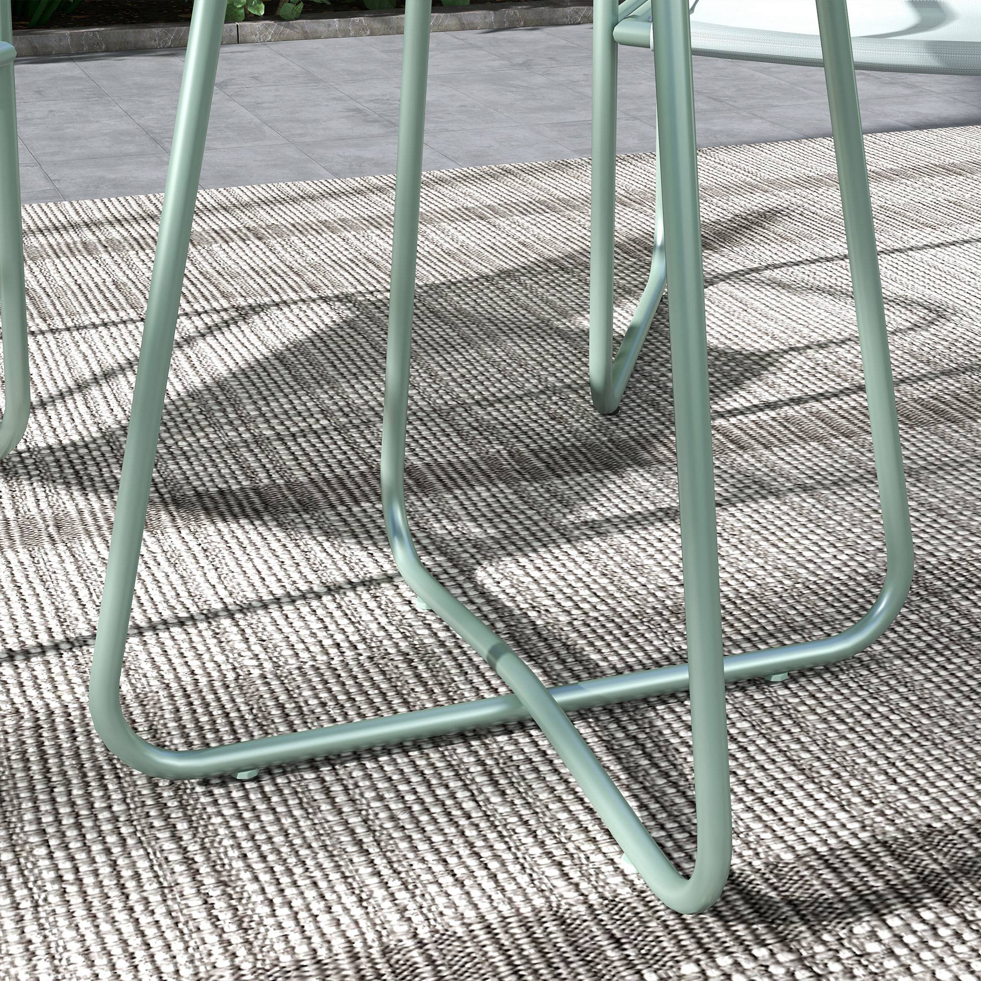 Outsunny 3-teiliges Gartenmöbelset, 2 Stühle mit atmungsaktivem Stoffbezug, 1 runder Tisch Ø60 cm, Grün
