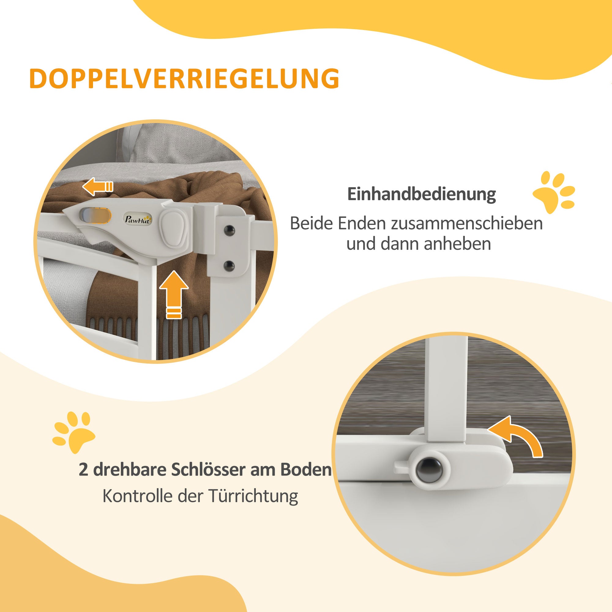PawHut Treppenschutzgitter Hundeschutzgitter, automatisches Schließen, Einhandbedienung,100 cm x 4 cm x 76 cm, Weiß