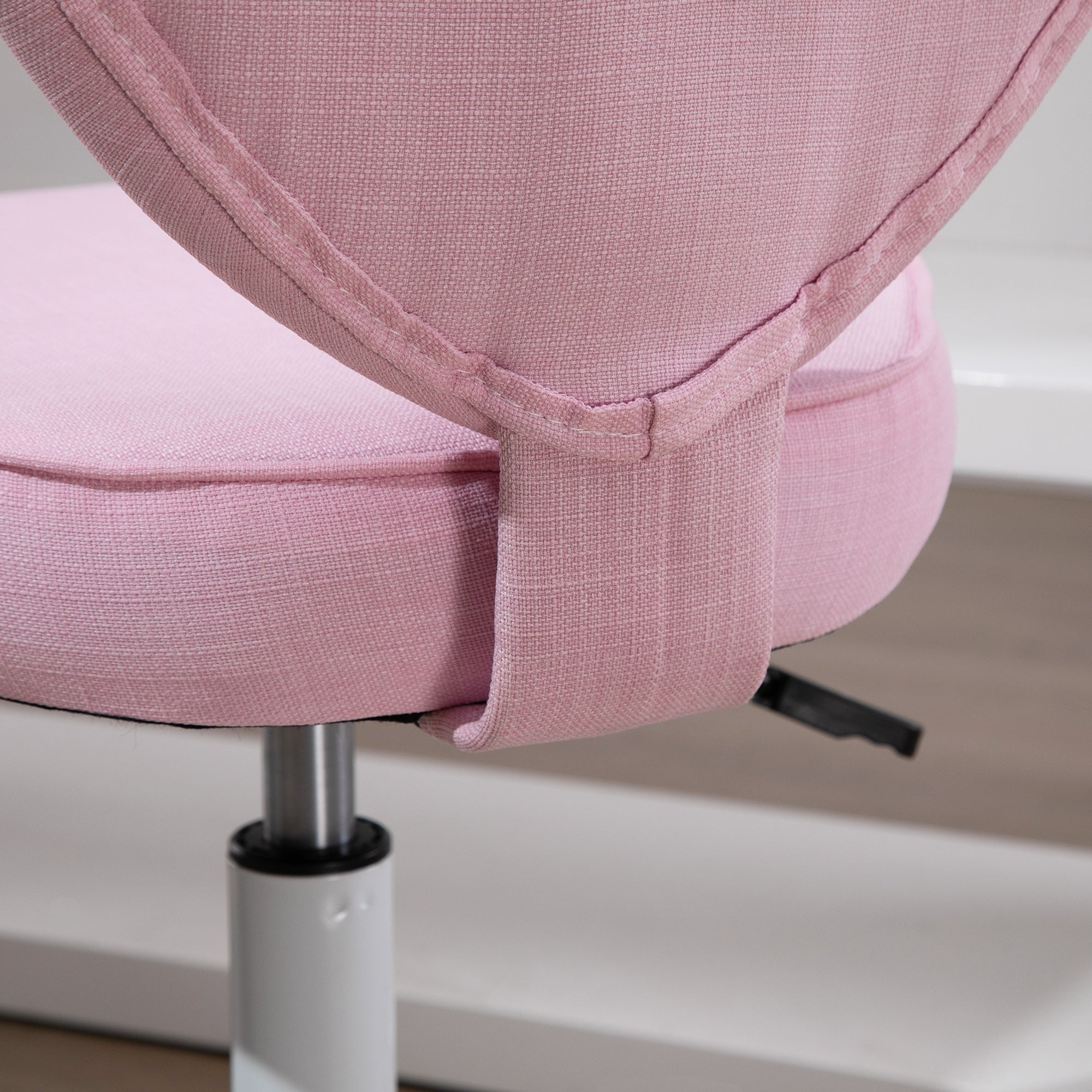 HOMCOM Drehstuhl, niedliches Herz-Design, höhenverstellbar, Stoffbezug in Leinenoptik, rosa, 42 x 50 x 79-89 cm