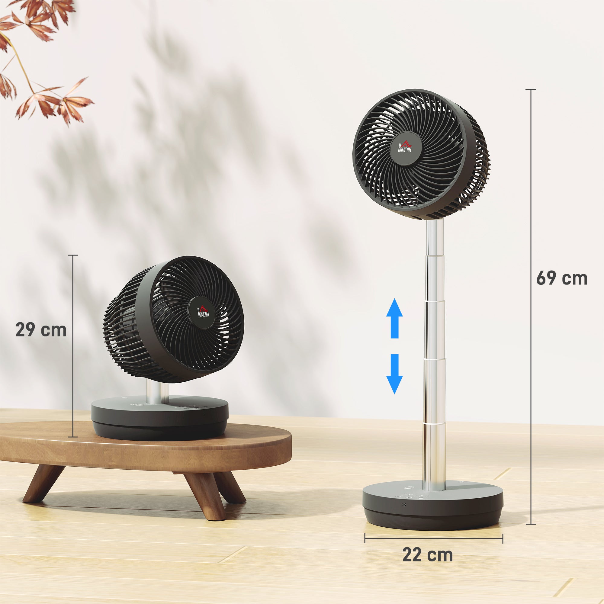 HOMCOM Ventilator, Klimaanlage mit ladbarem Akku, Fernbedienung, verstellbar, Schwarz