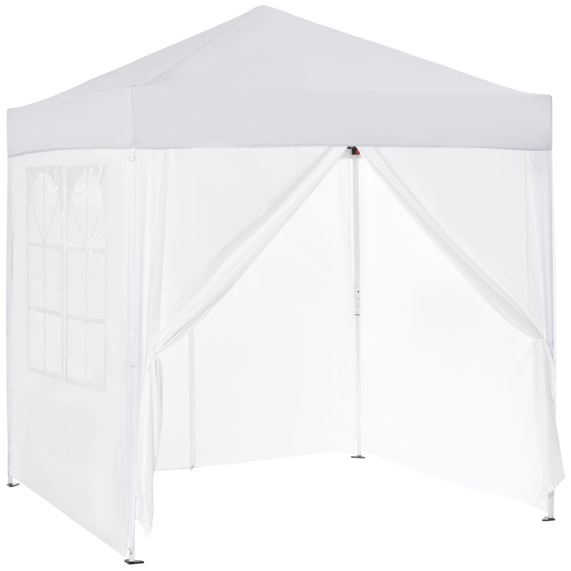 Outsunny Faltpavillon, Bierzelt, 4 abnehmbare Seitenwände, 2 Fenster, Metallrahmen, 2 x 2m, Weiß