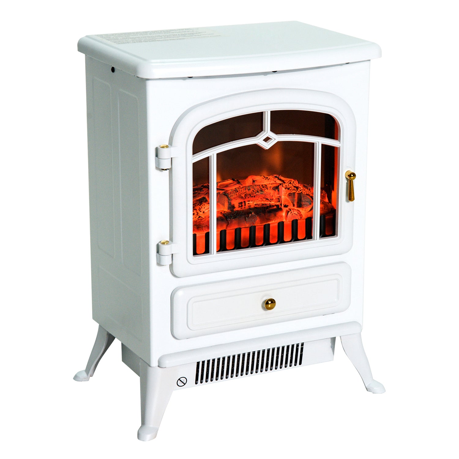 HOMCOM Elektrokamin Kaminofen Flammeneffekt 950/1850W Überhitzungs-Schutz Weiß 41,5 x 28 x 54,8 cm