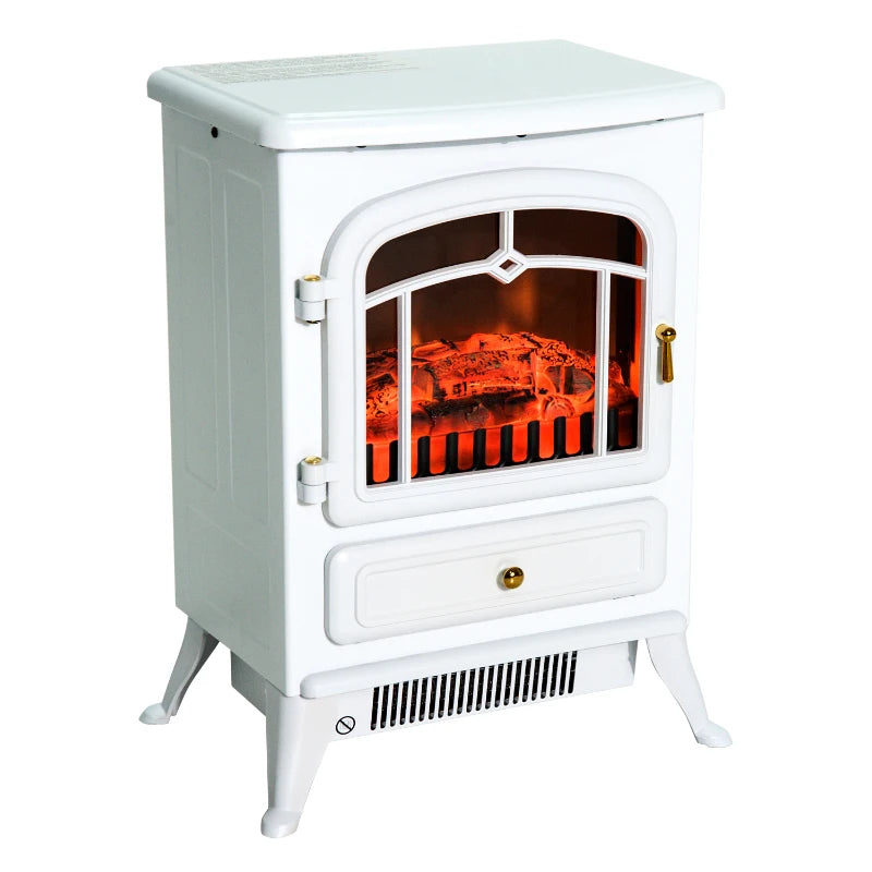 HOMCOM Elektrokamin Kaminofen Flammeneffekt 950/1850W Überhitzungs-Schutz Weiß 41,5 x 28 x 54,8 cm