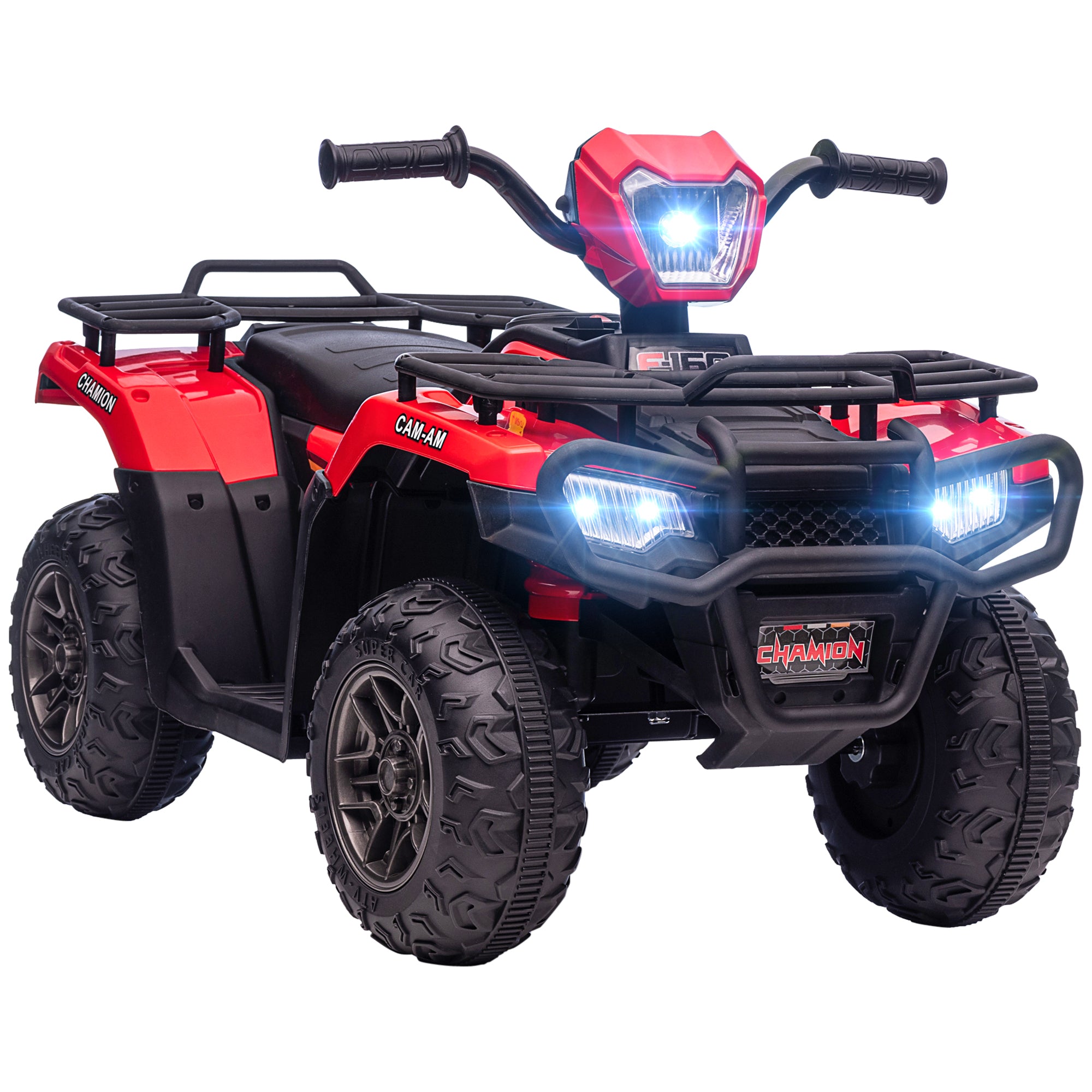 HOMCOM Kinder-Elektroquad, max. 4 km/h, ab 3 Jahren, LED-Scheinwerfer, Musikanschluss, schwarz+rot 88 x 45 x 50 cm