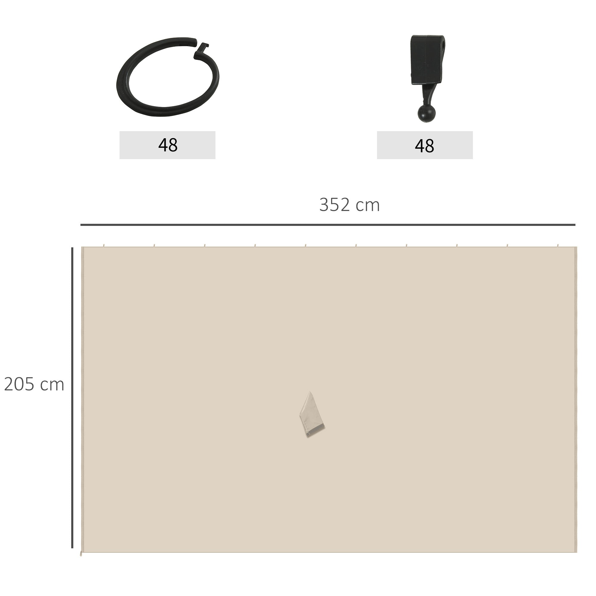 Outsunny Seitenwand 4er Set für 3x4m Pavillon Seitenteile mit Haken 352 x 205 cm Wasserdicht stabil winterfest Seitenteil Seitenwände für Partyzelt Gartenpavillon Beige
