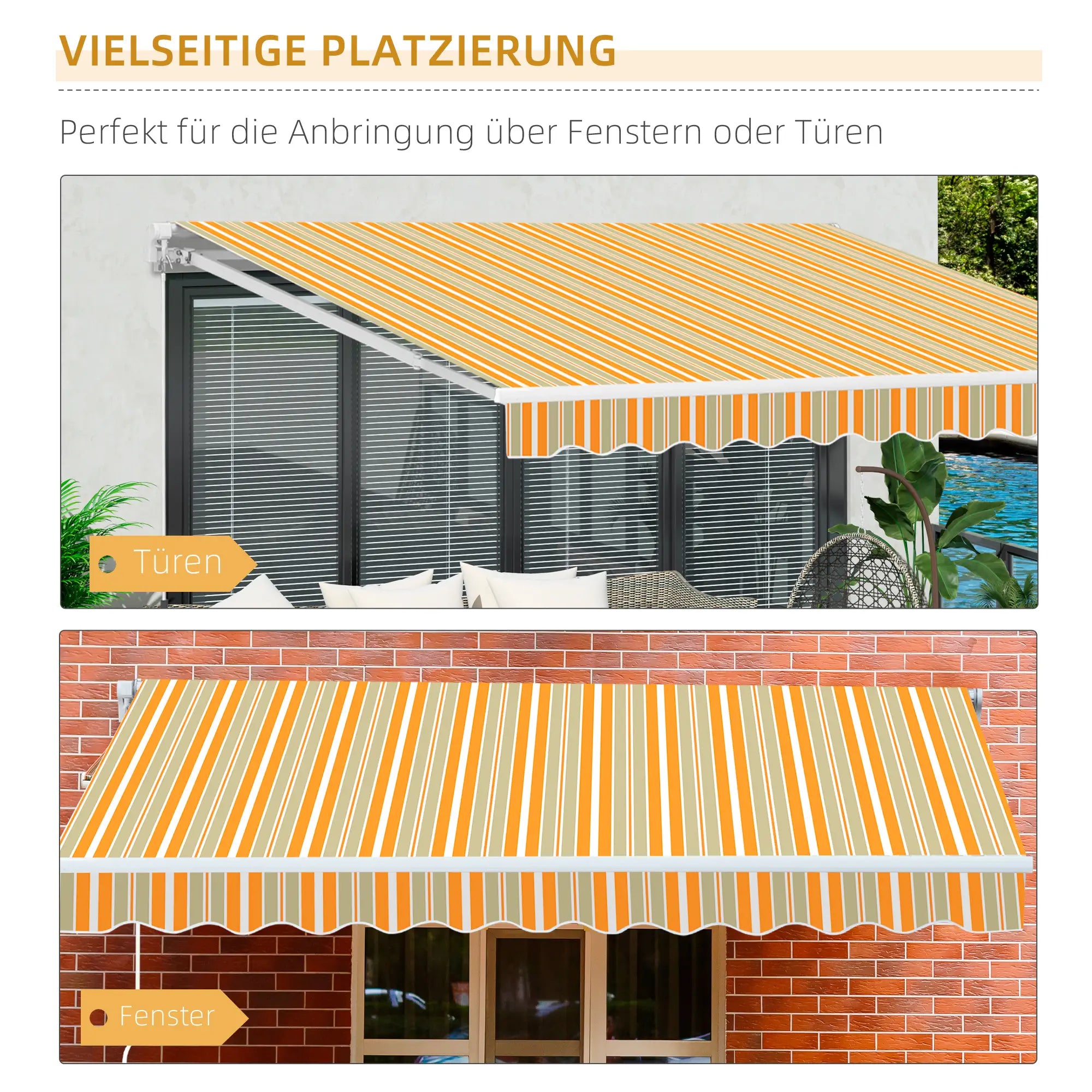 Outsunny Gelenkarmmarkise Balkon Terrasse UV50+ wasserabweisend